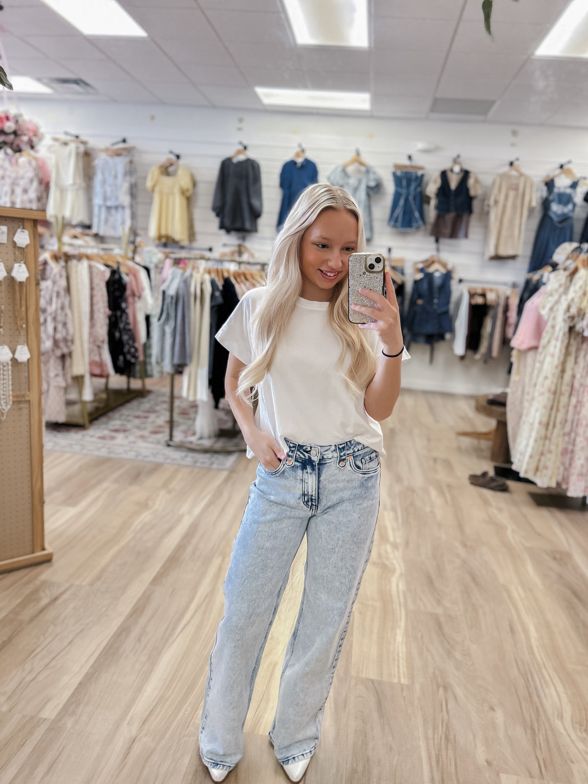 Miu Wildflower Pocket Jeans