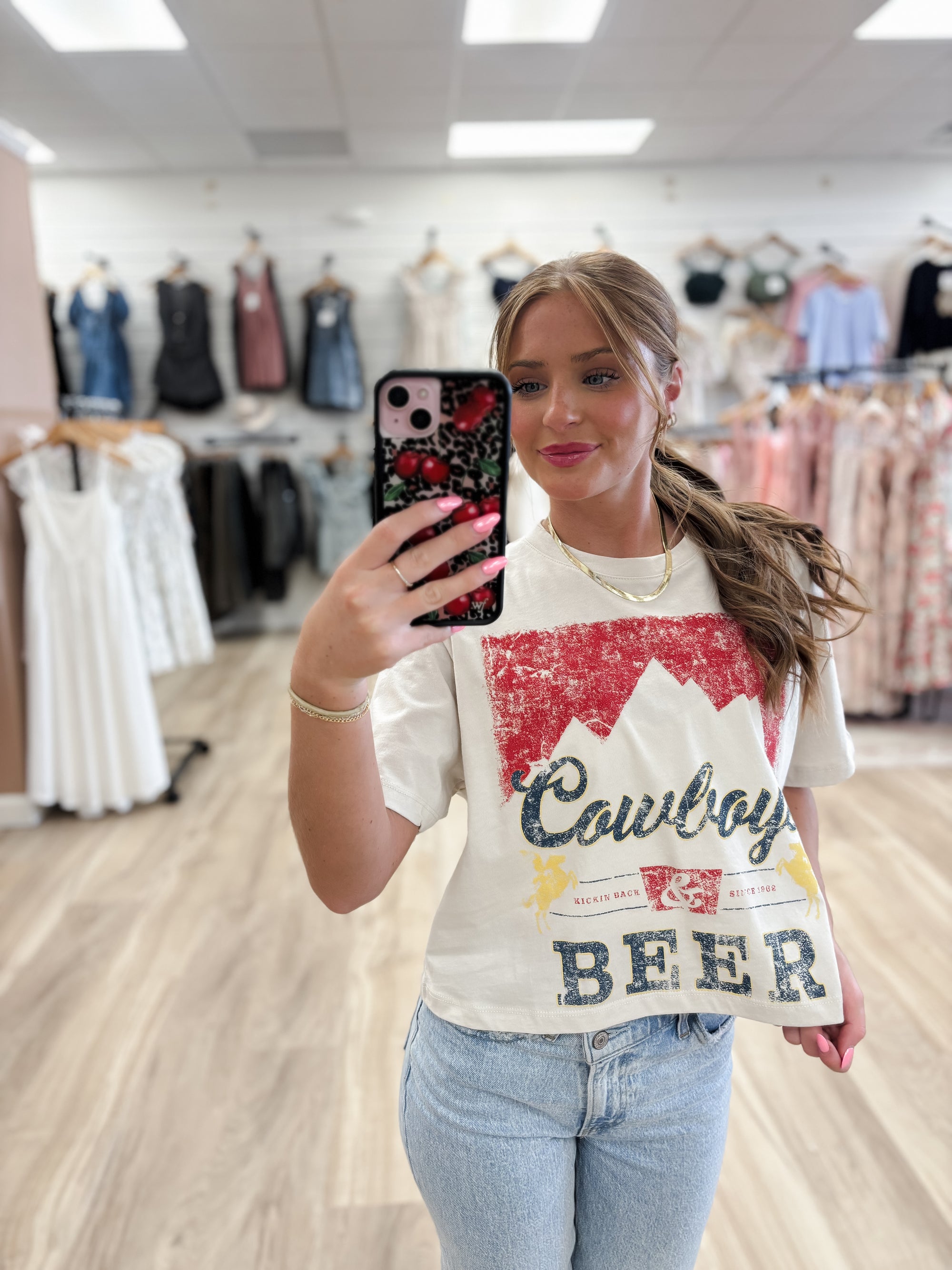 Cowboys and Beer Bone Cropped Tee