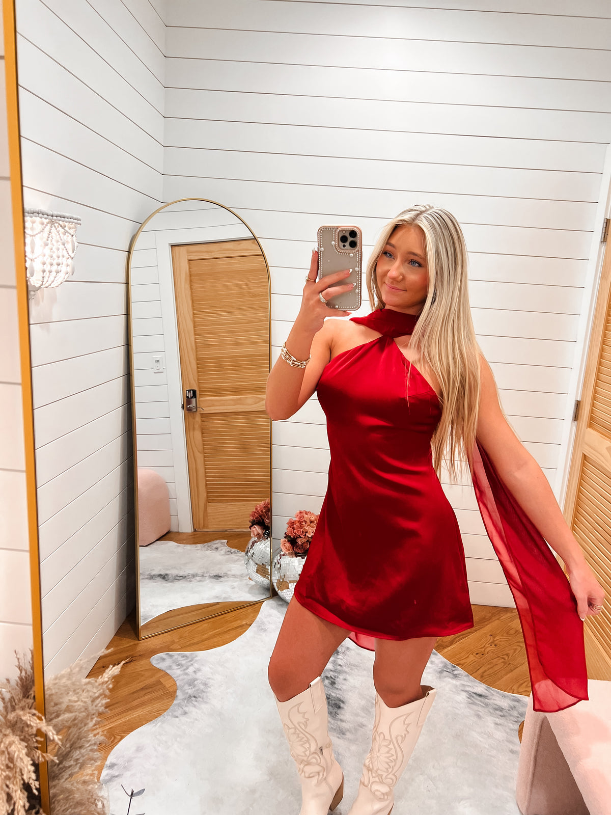 Red Scarf Mini Dress