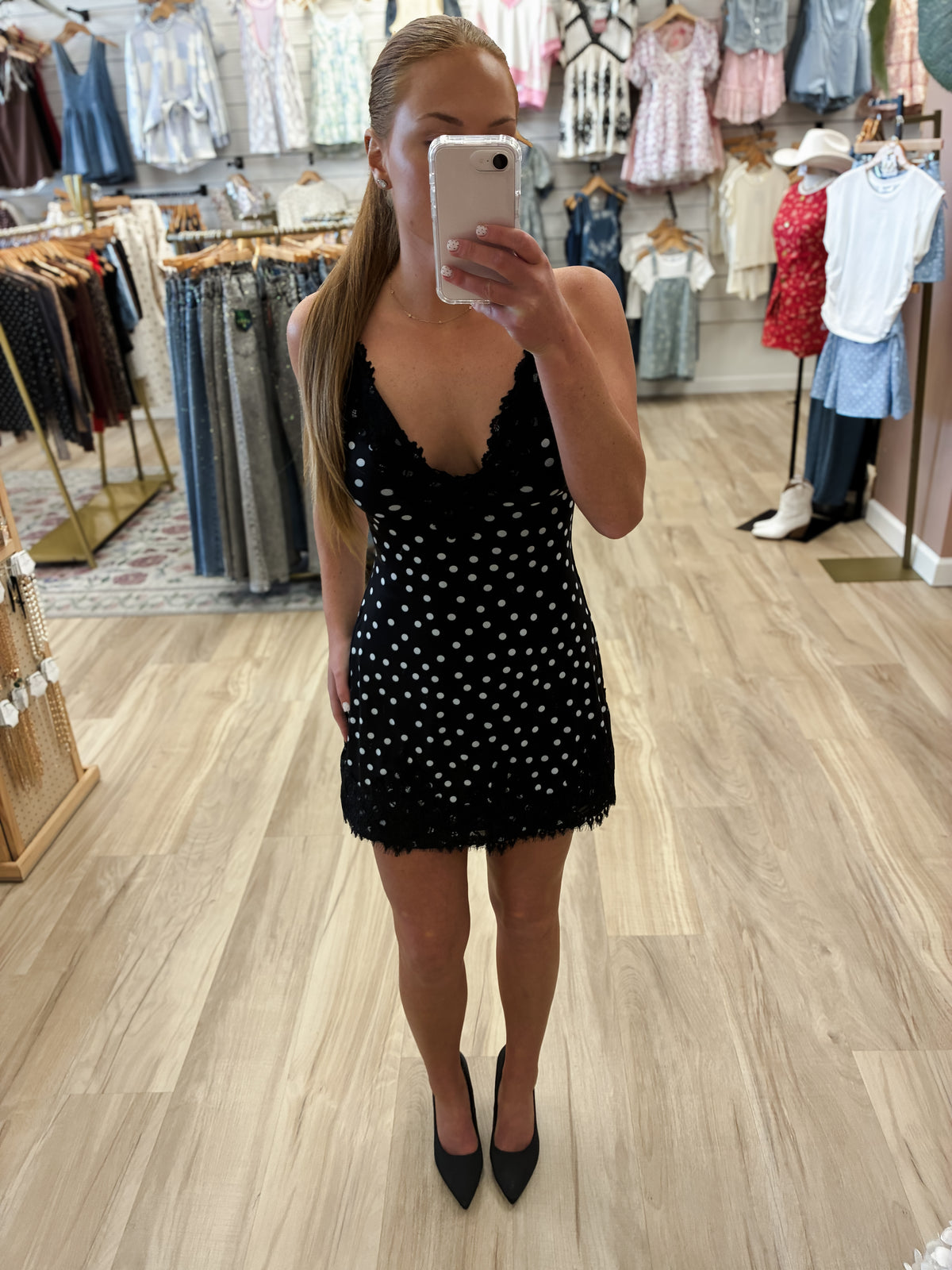 Paris Black After Midnight Polka Dot Dress