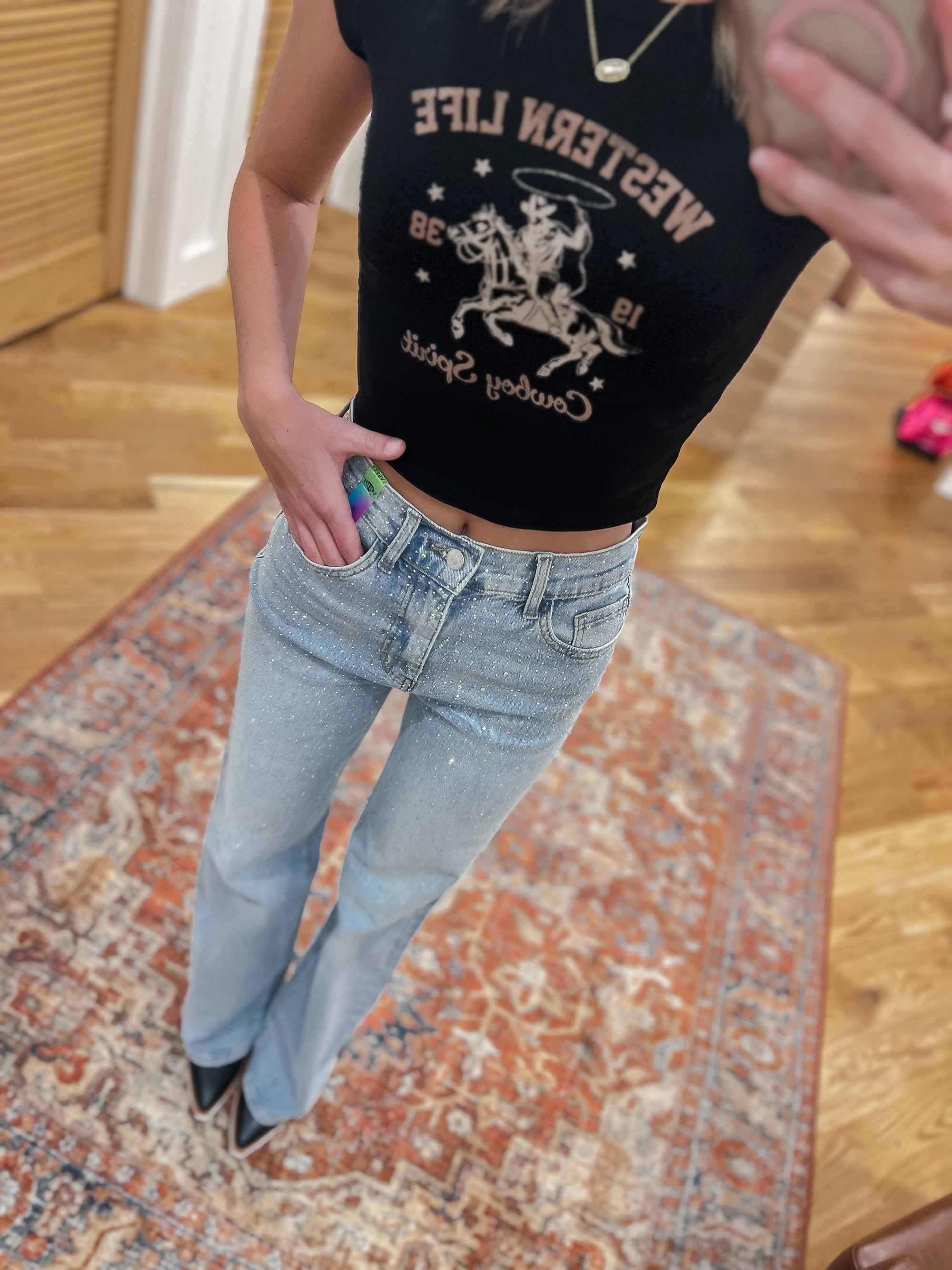 Miu Light Rhinestone Jeans