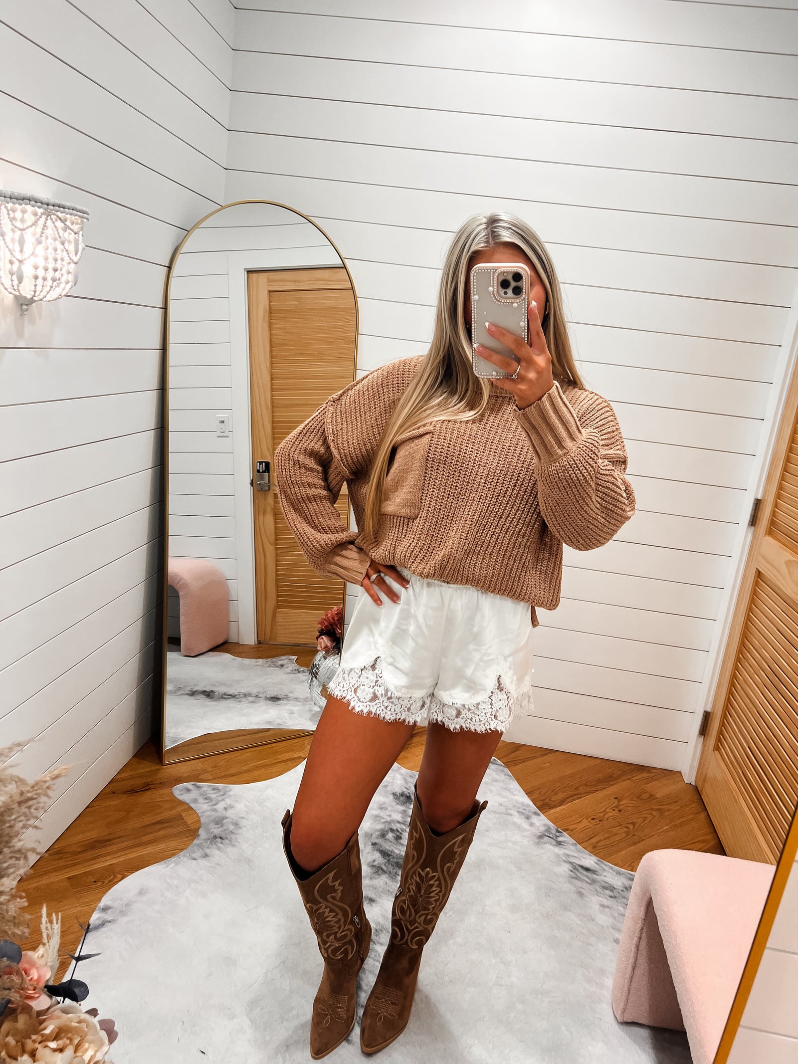 Mocha Pocket Chunky Knit Sweater