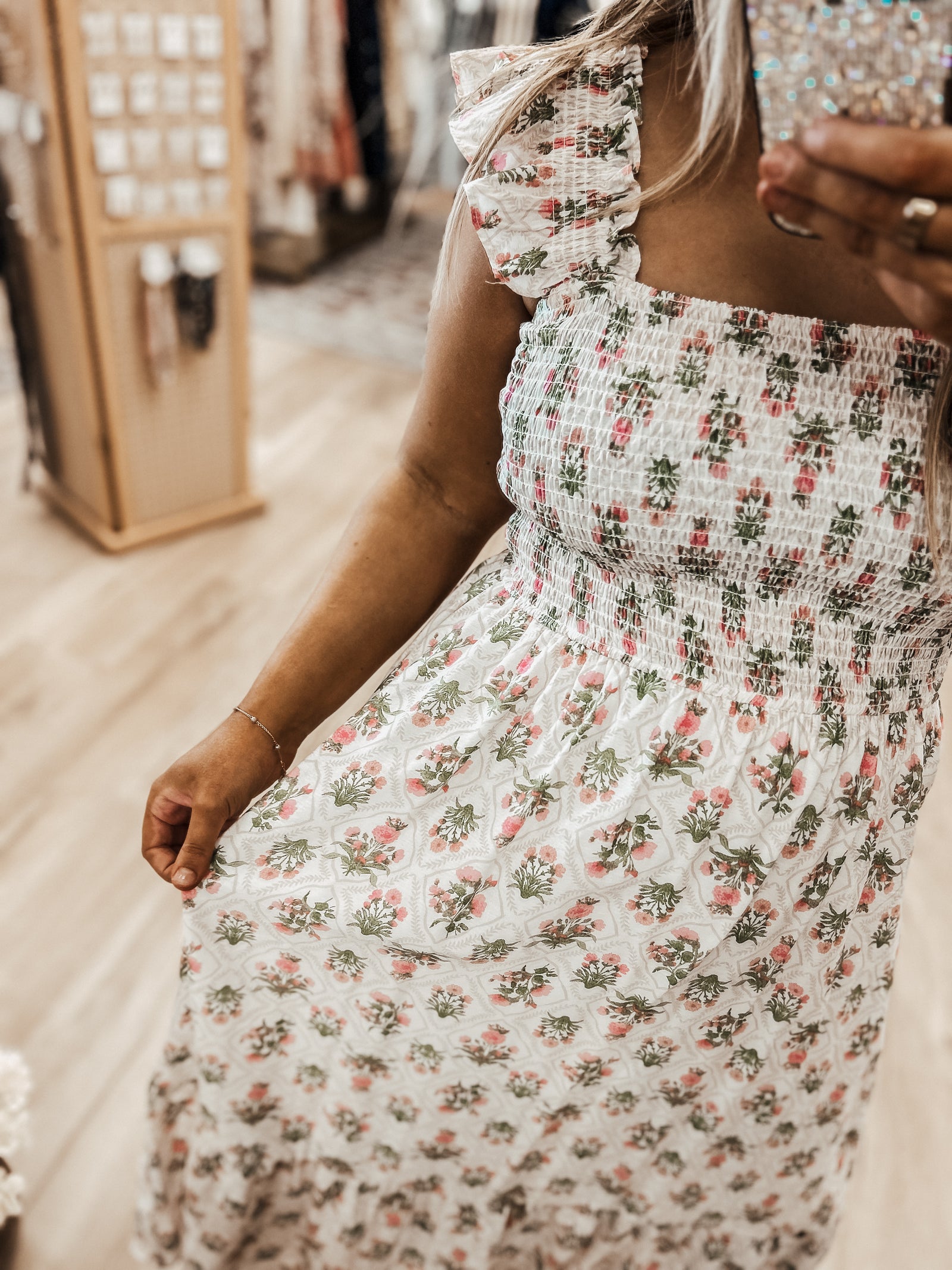 Maisie Pink Meadow Midi Dress