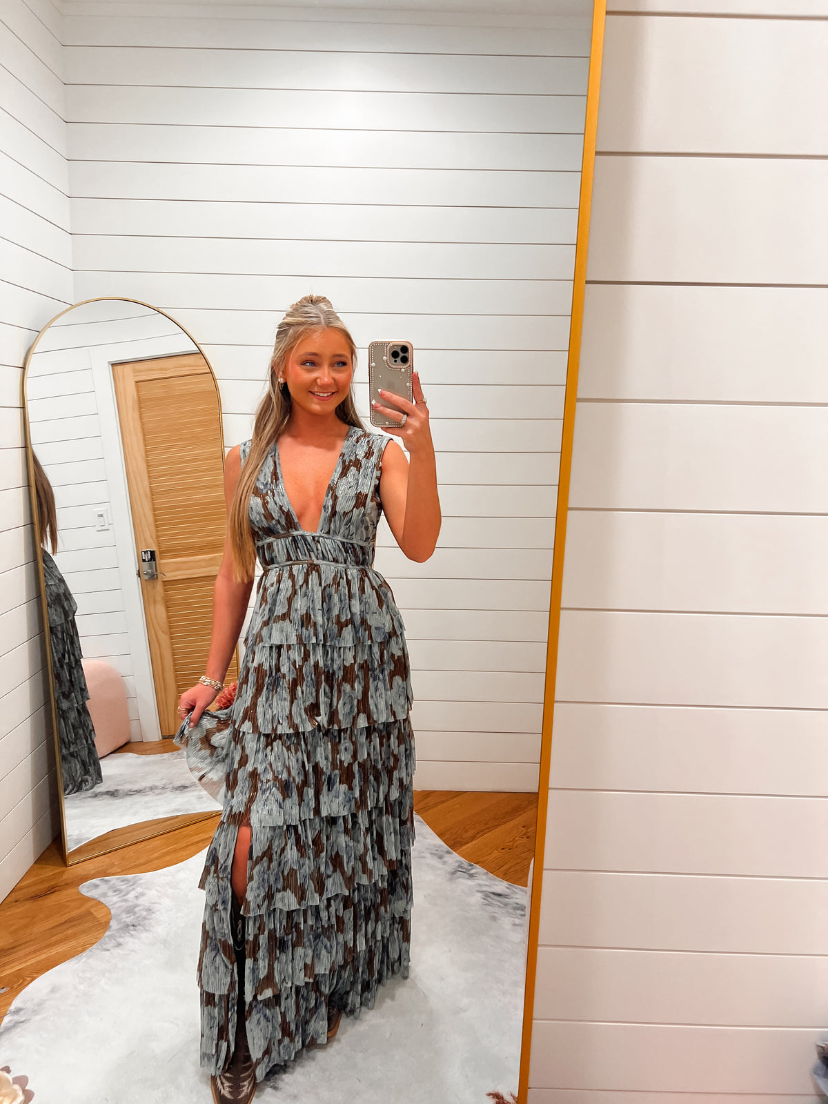 Blue Mocha Floral Tiered Maxi Dress