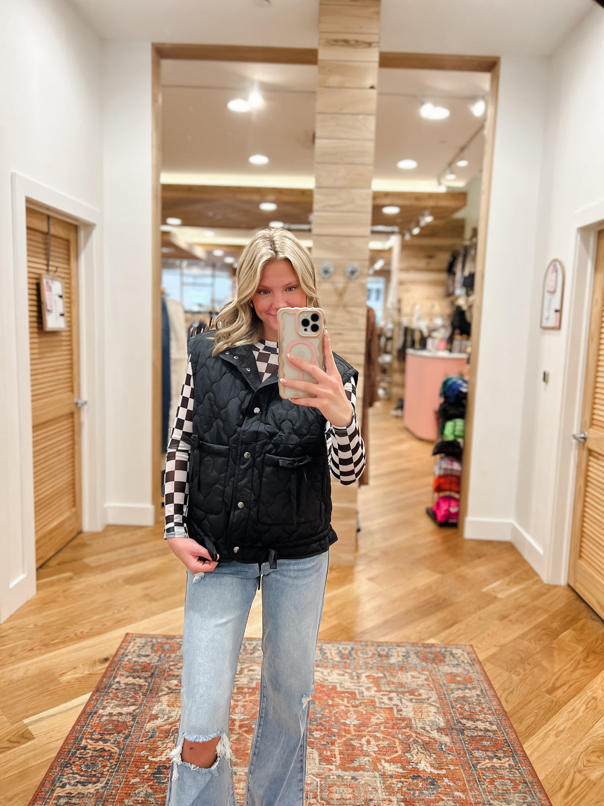 The Aria Black Puffer Vest