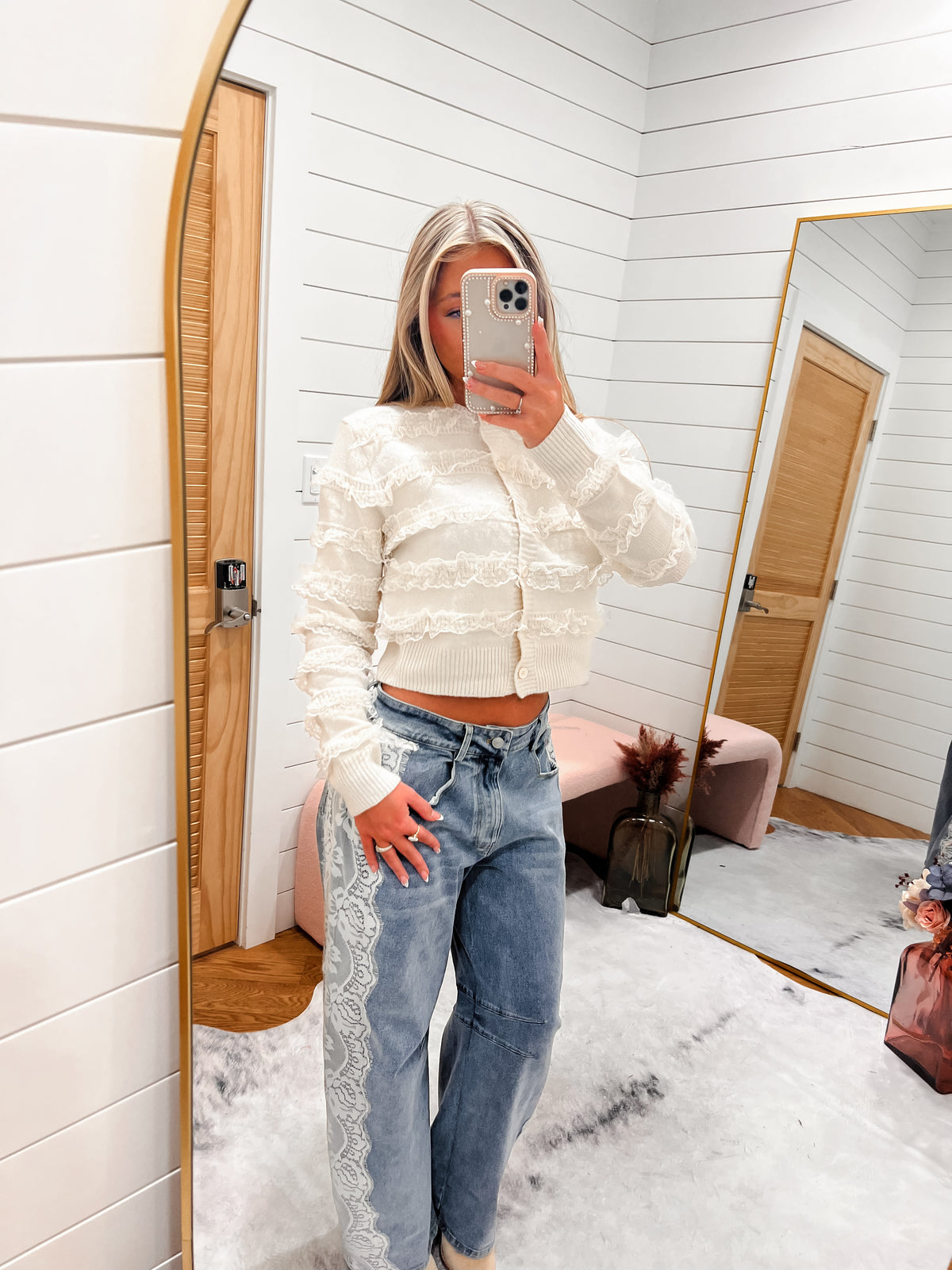 Ivory Lace Ruffle Cardigan