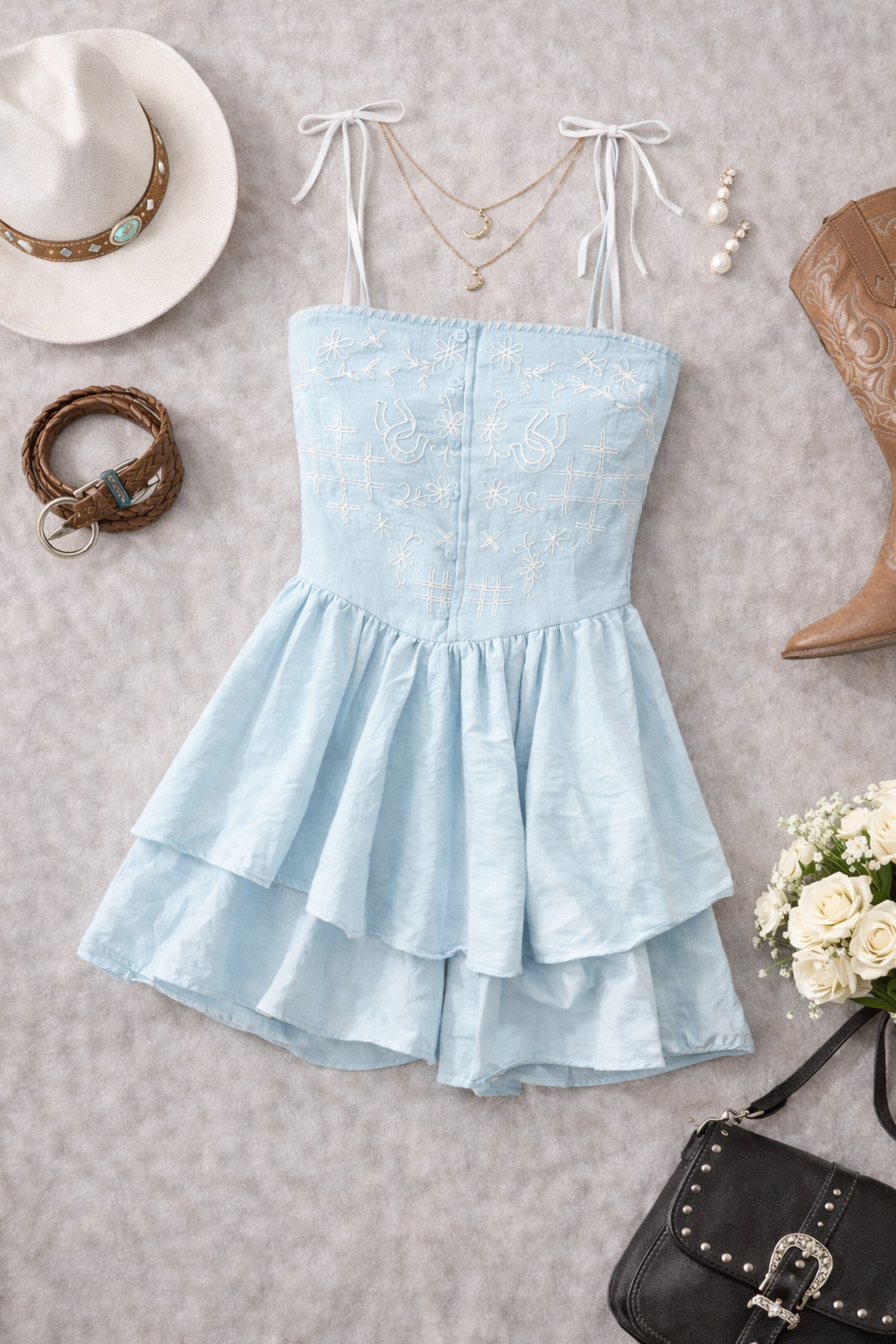The Blue Lucky Chambray Romper