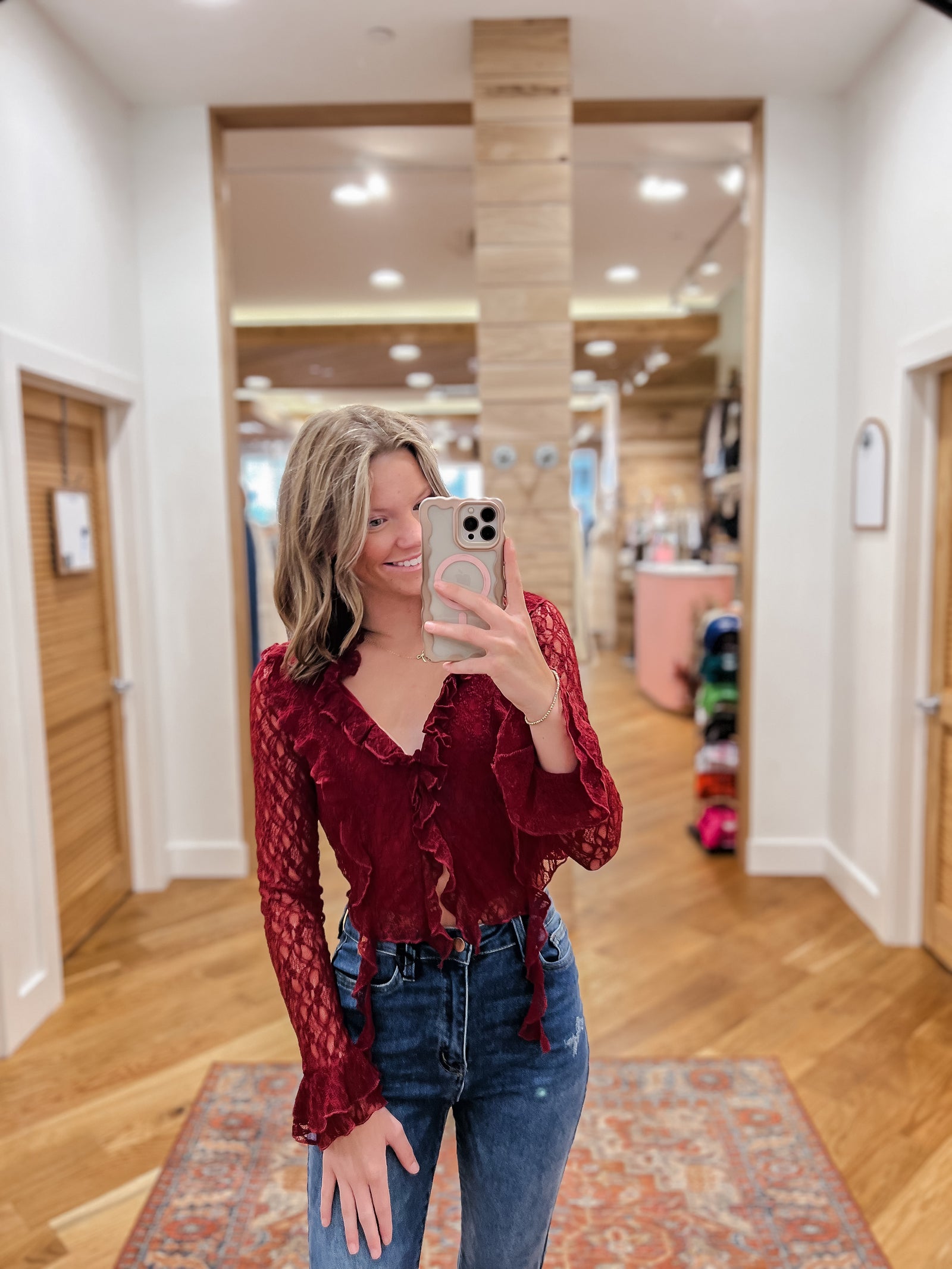 Ruby Ruffle Lace Top