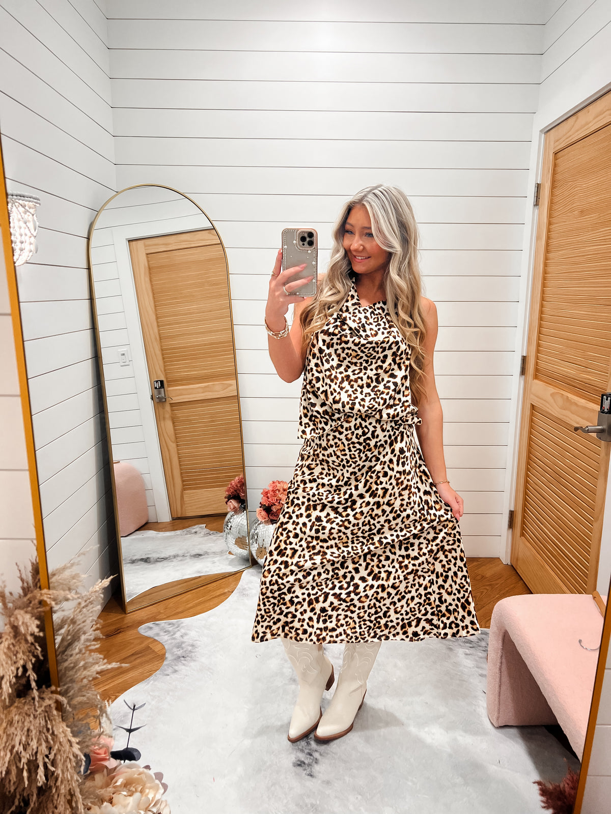 Wild Heart Leopard Satin Skirt