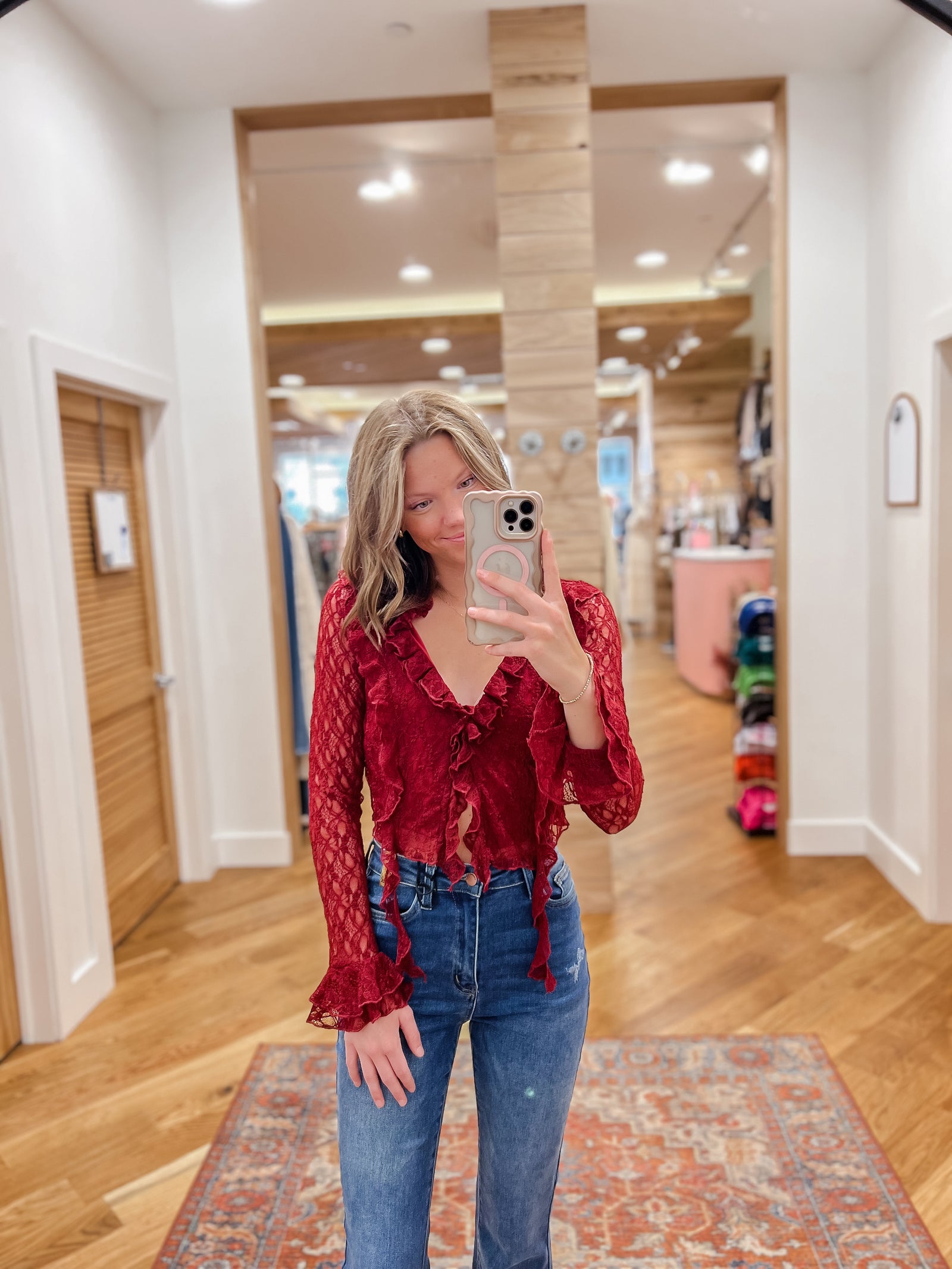 Ruby Ruffle Lace Top