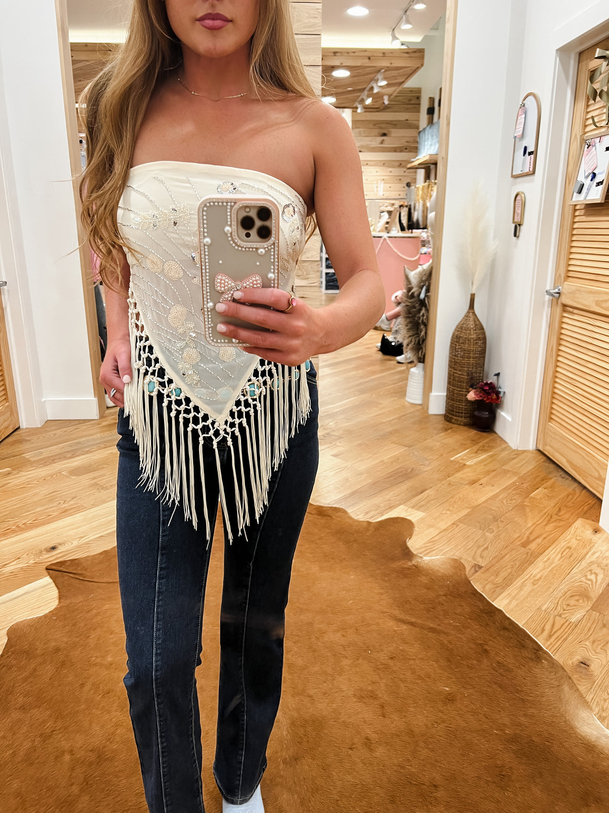 Midnight Cream Fringe Dream Top