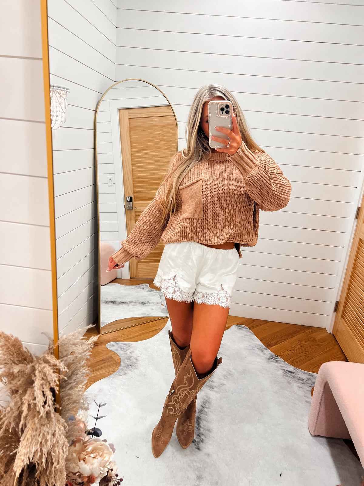 Mocha Pocket Chunky Knit Sweater