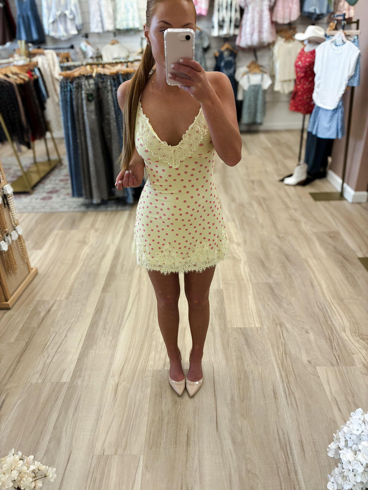 Paris Yellow After Midnight Polka Dot Dress