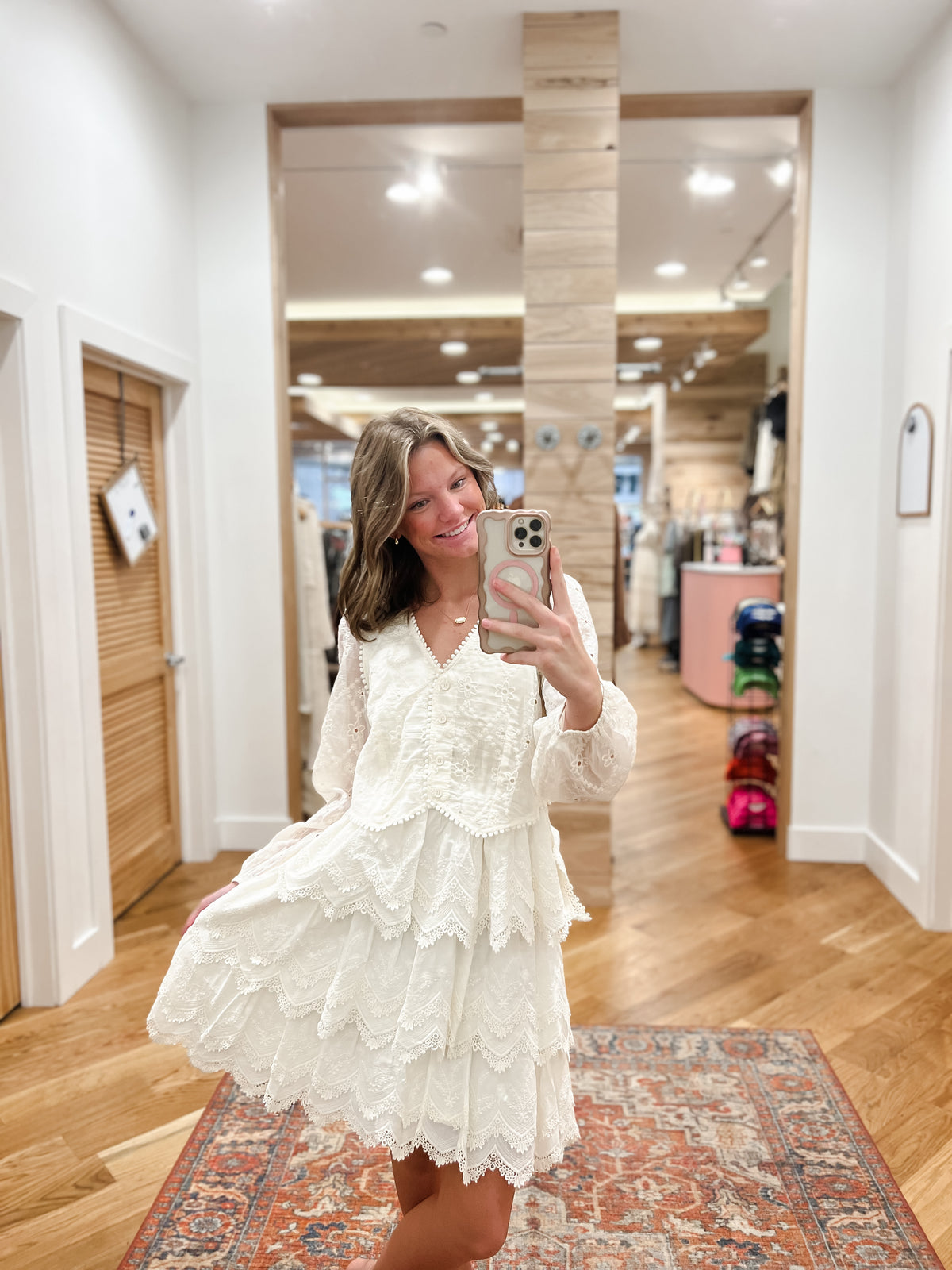 Eyelet and Lace Cream Dress