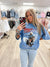 Midwest Cowboy American Rodeo Oversized Dusty Blue Graphic Tee