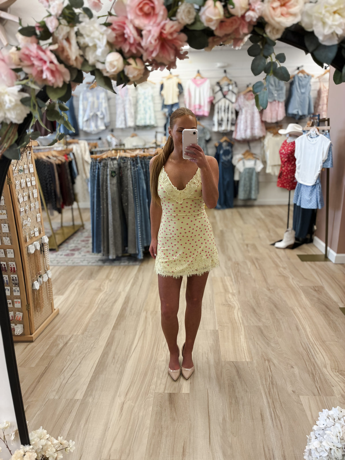 Paris Yellow After Midnight Polka Dot Dress