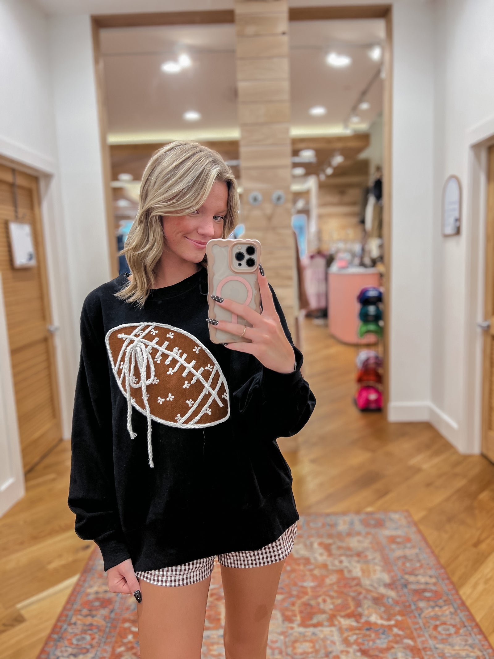 Game Day Football Bow Black Sweatshirt