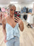 V-Neck Ruffled Baby Blue Cami Top