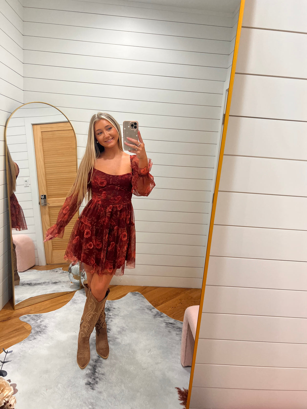 Burgundy Floral Chiffon Corset Mini Dress