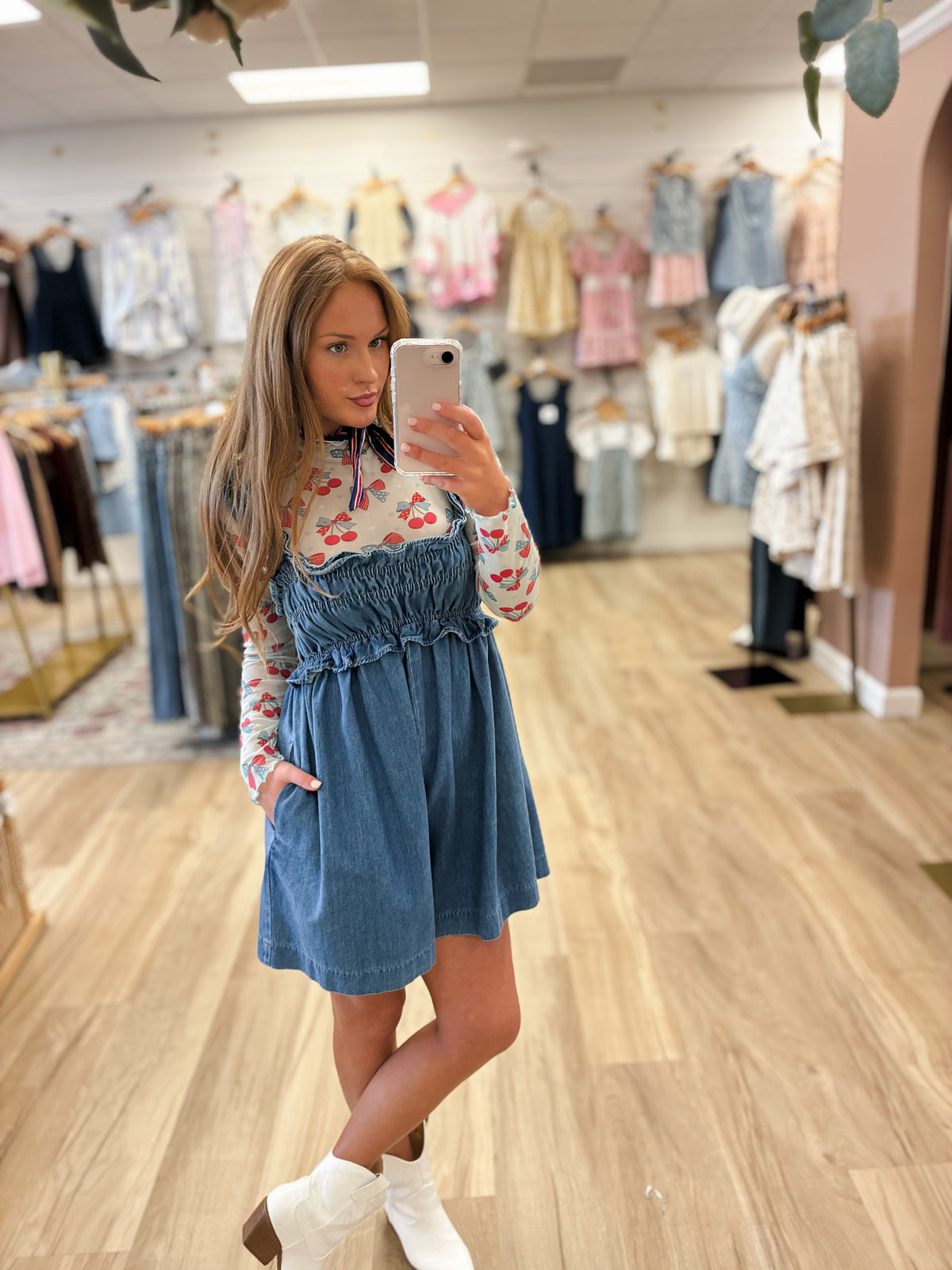 Ruffle Denim Romper