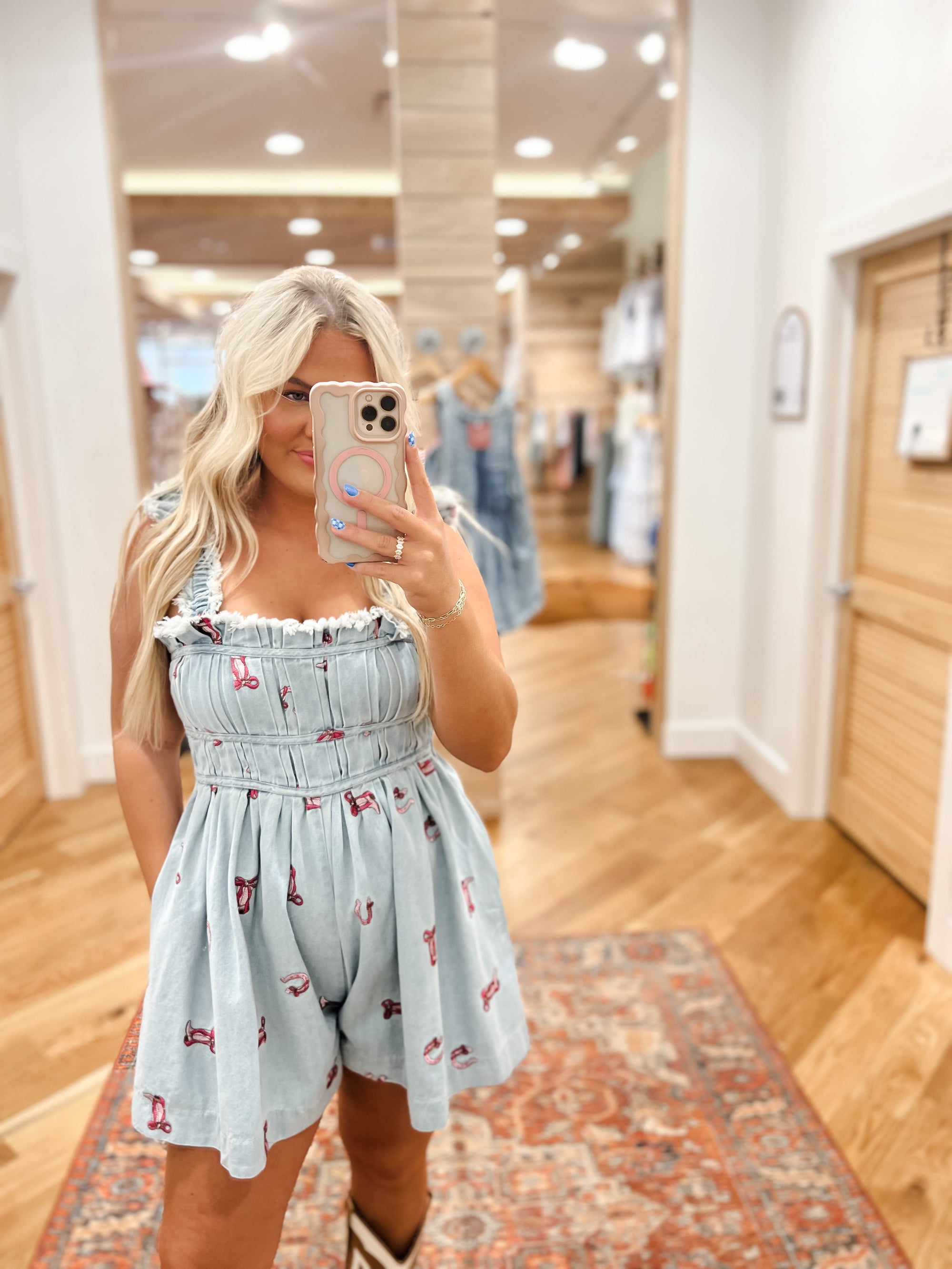 Western Theme Denim Romper