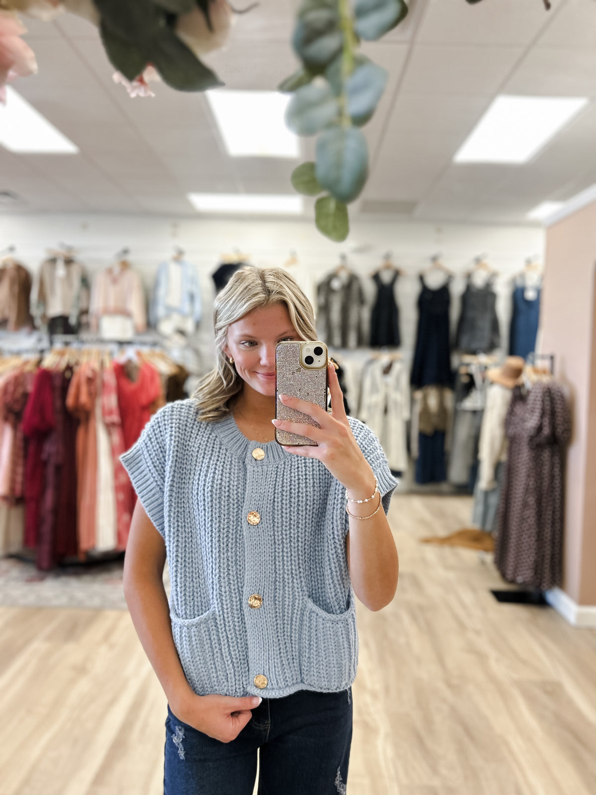 Dusty Blue Golden Touch Cardigan