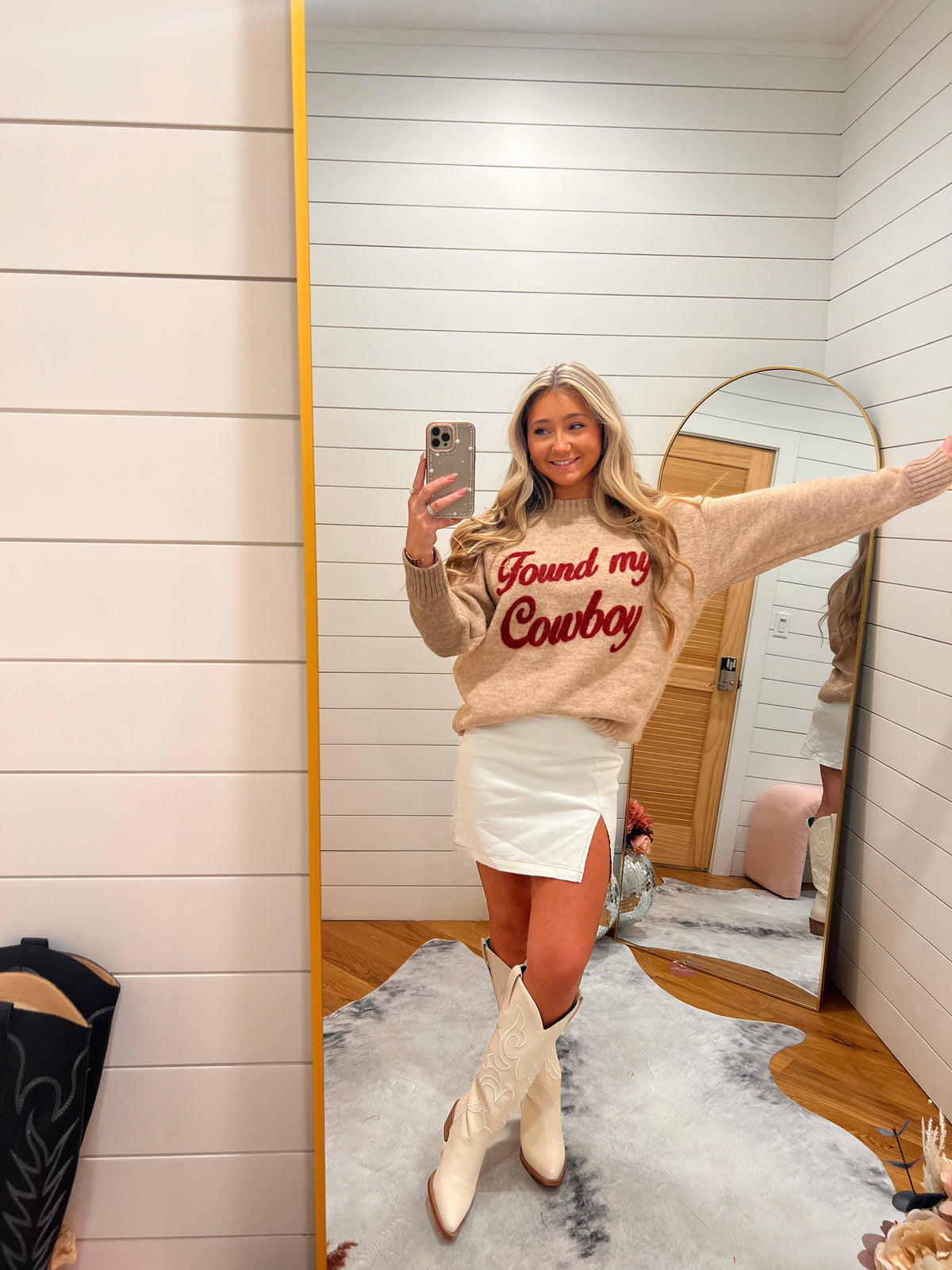 Found My Cowboy Camel Sweater