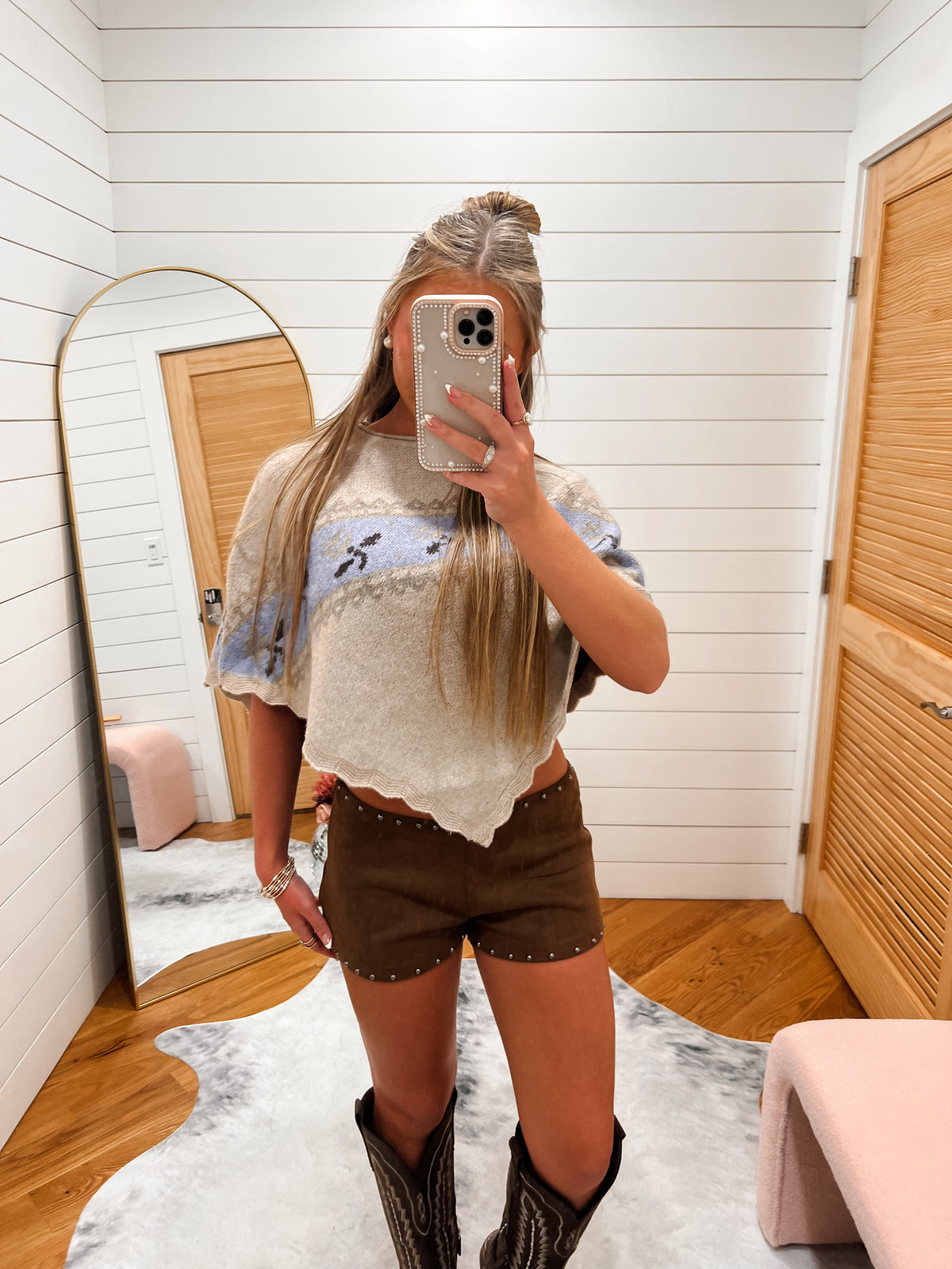 Blue and Beige Harvest Poncho