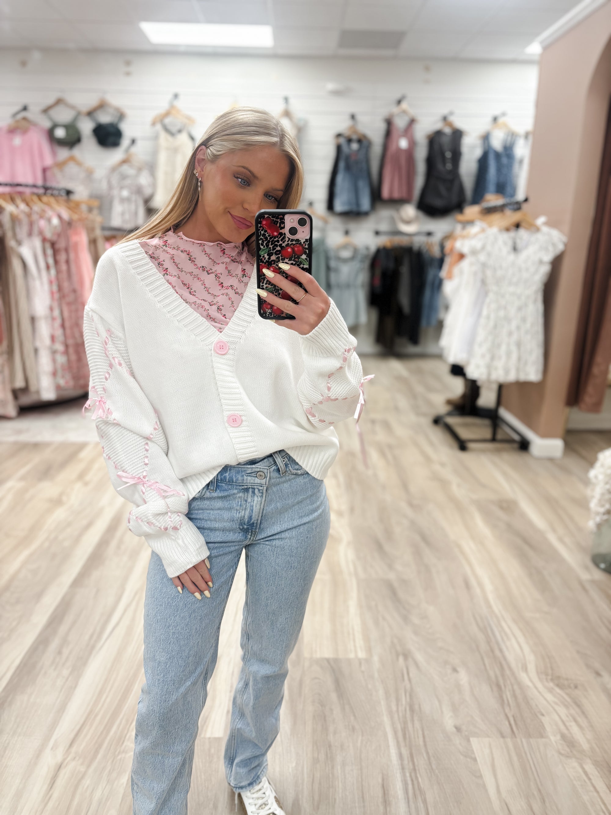 Kelly Satin Ribbon Cardigan