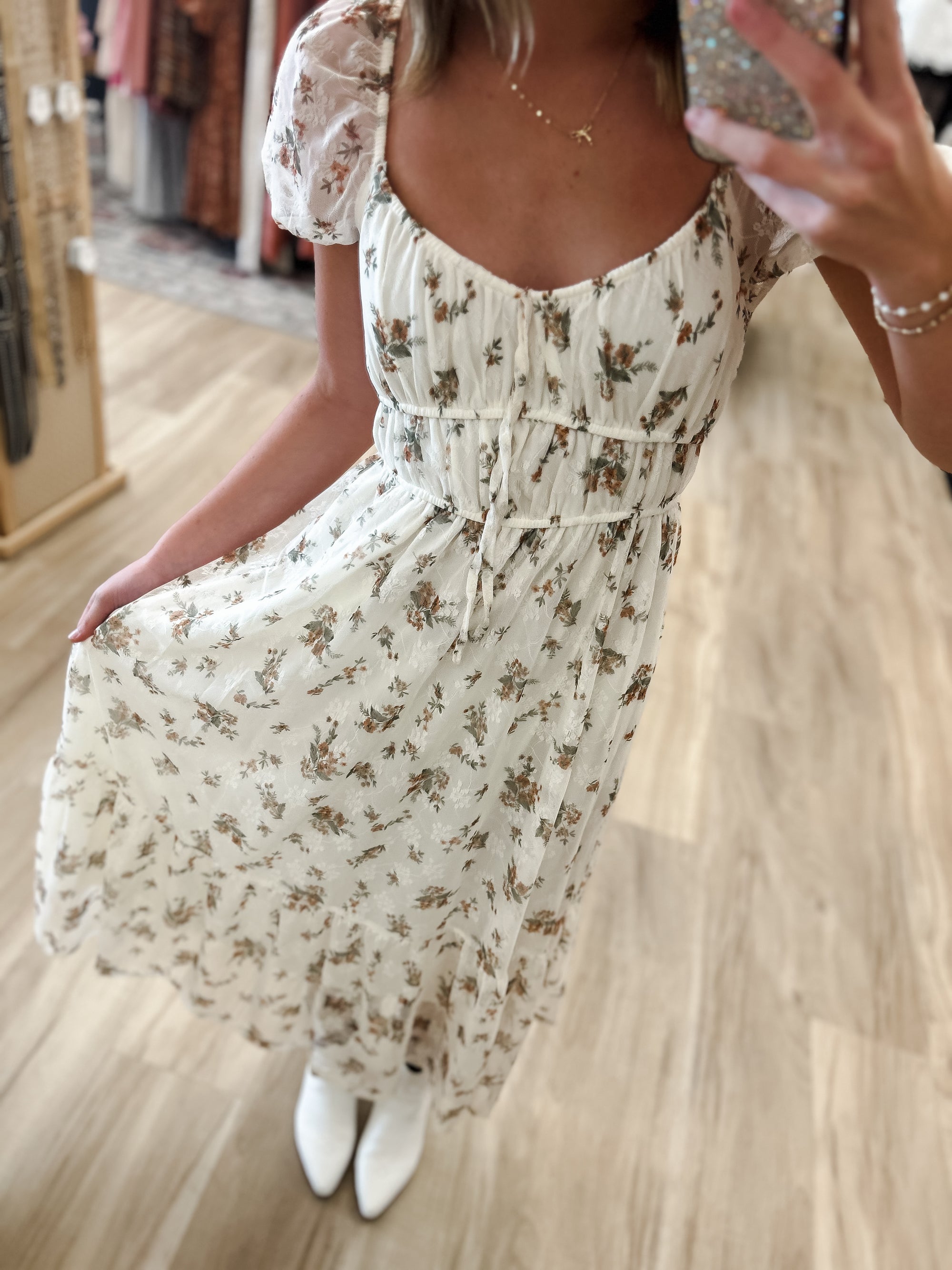 Wildflower Cream Midi Dress