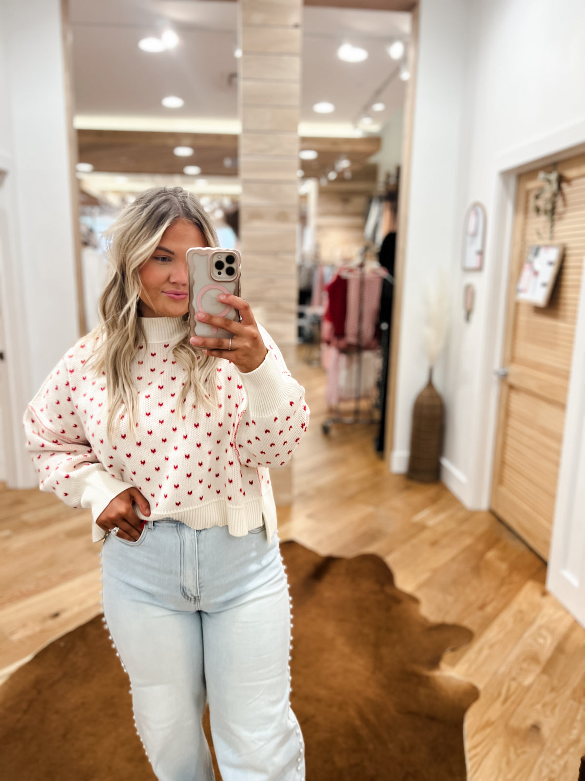 Blushing Hearts Sweater