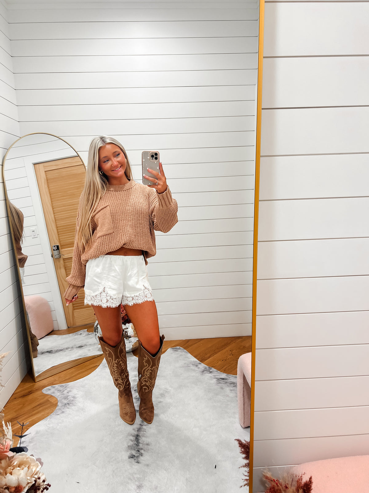 Mocha Pocket Chunky Knit Sweater