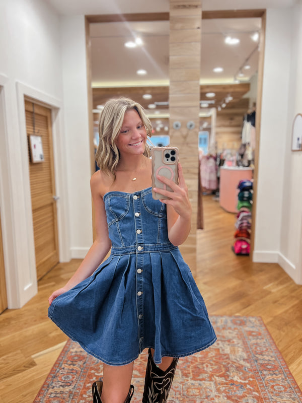ワンピース MIUMIU Indigo Denim Dress with Bijou 4396BB4D-1319-4173-A42B-