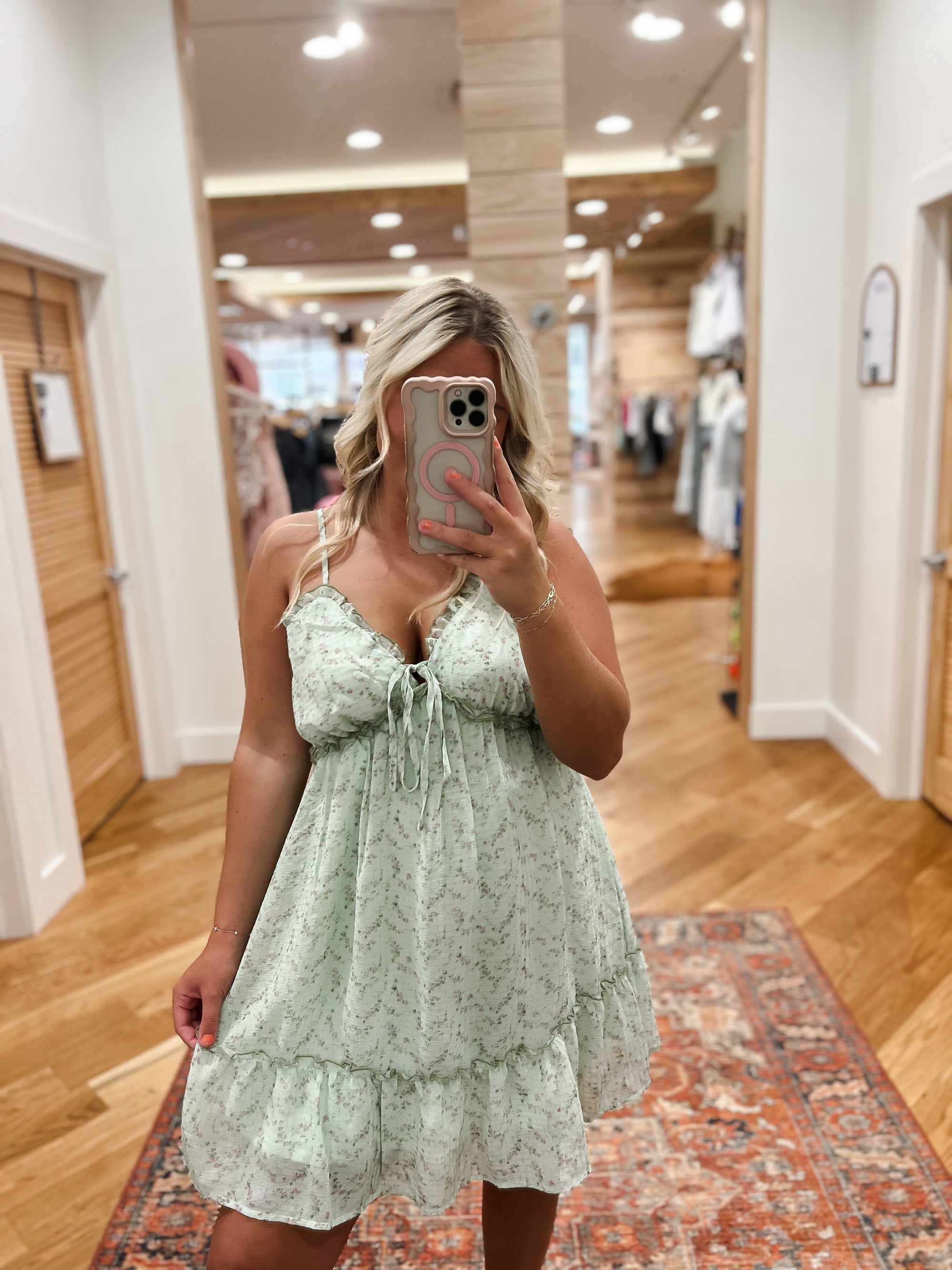 Eden Sage Floral Mini Dress