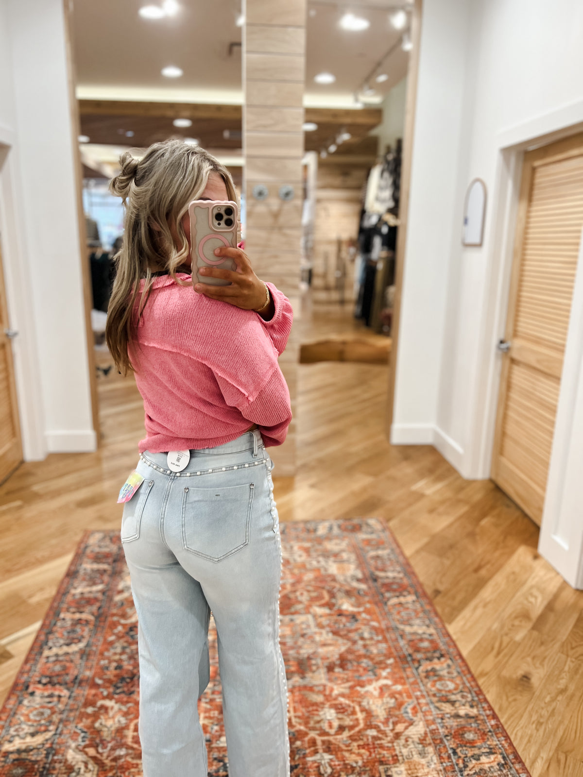 Miu Light High Rise Pearl Jeans