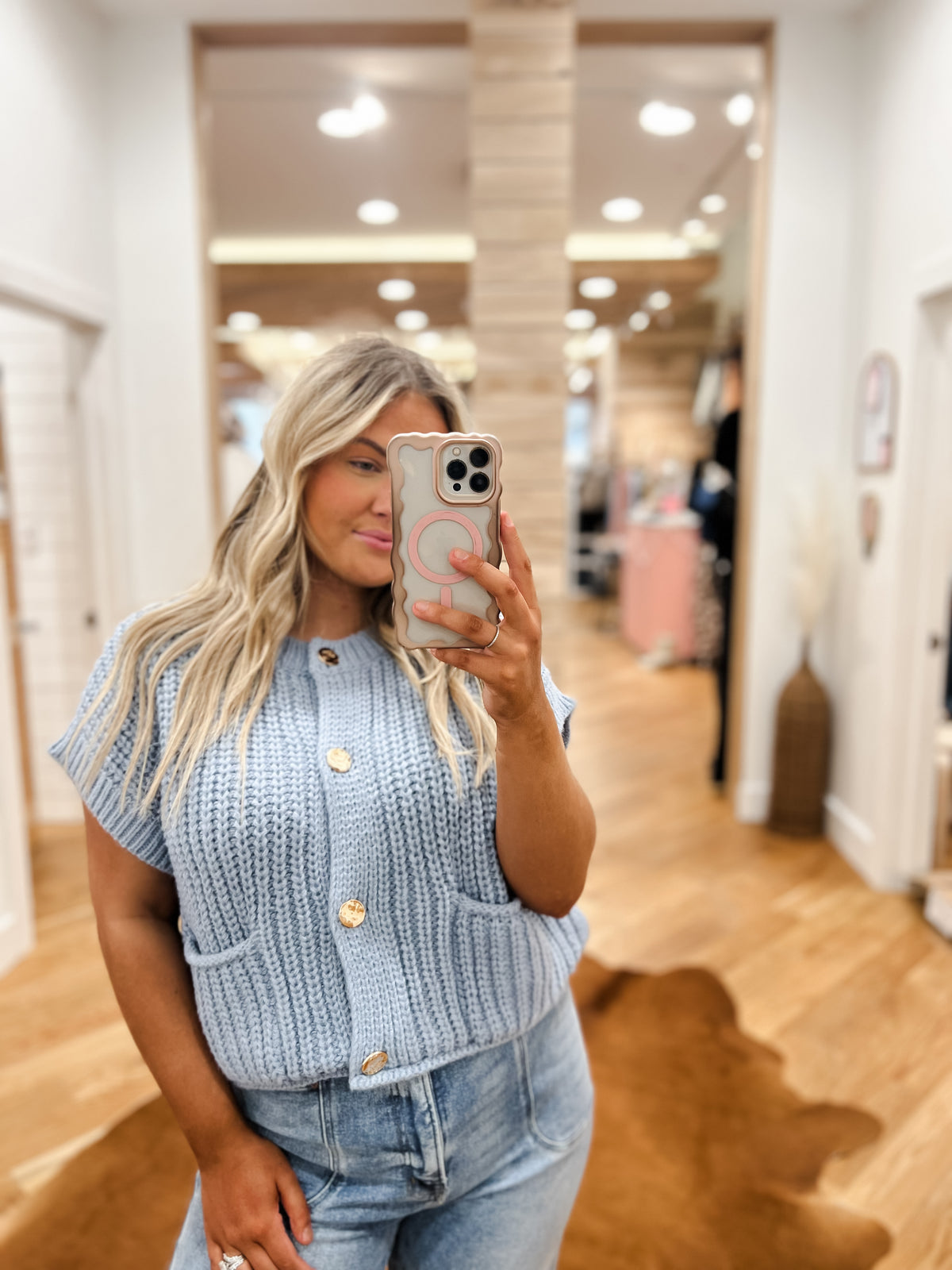 Dusty Blue Golden Touch Cardigan