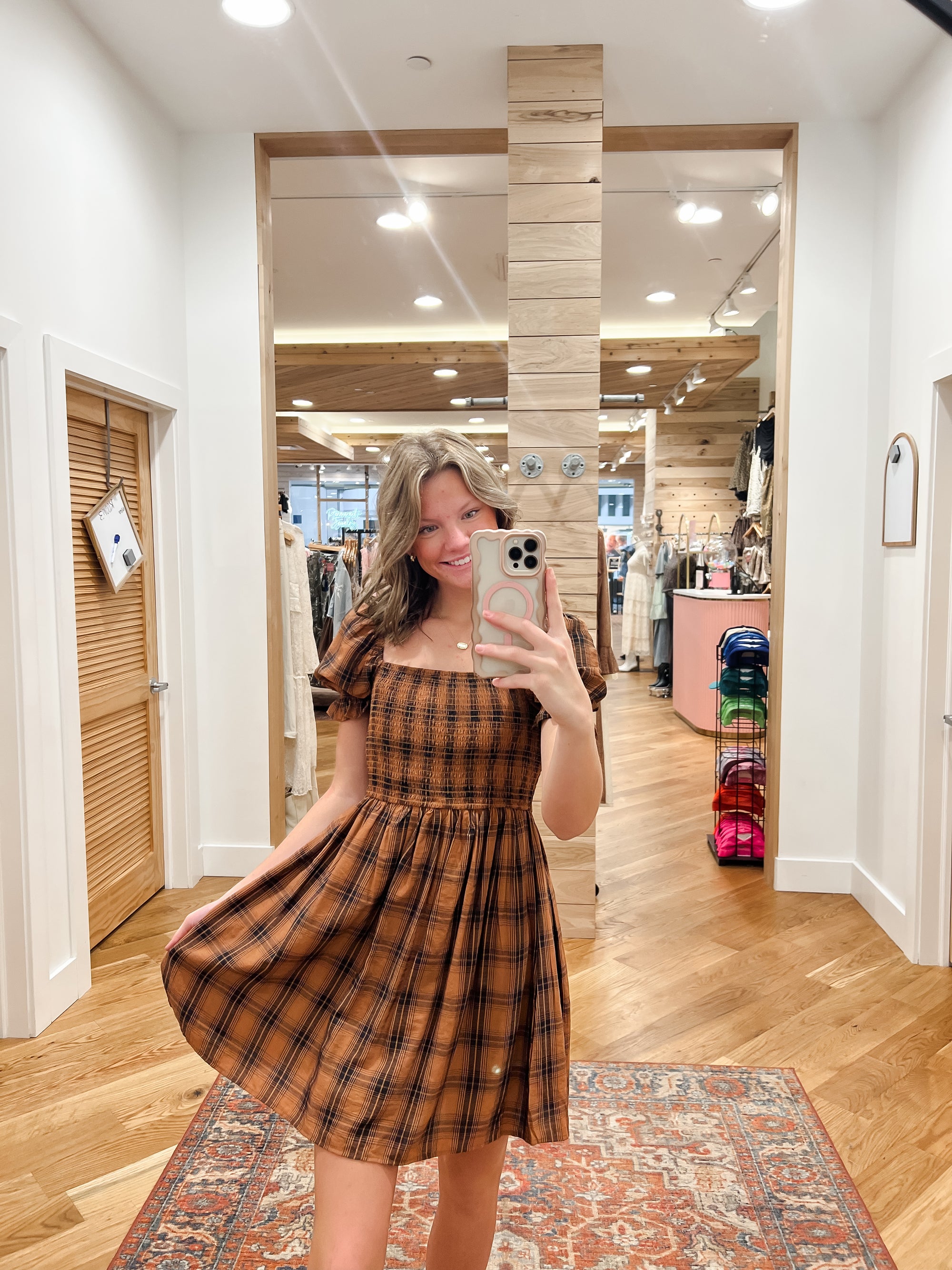 Hadley Brown Plaid Mini Dress