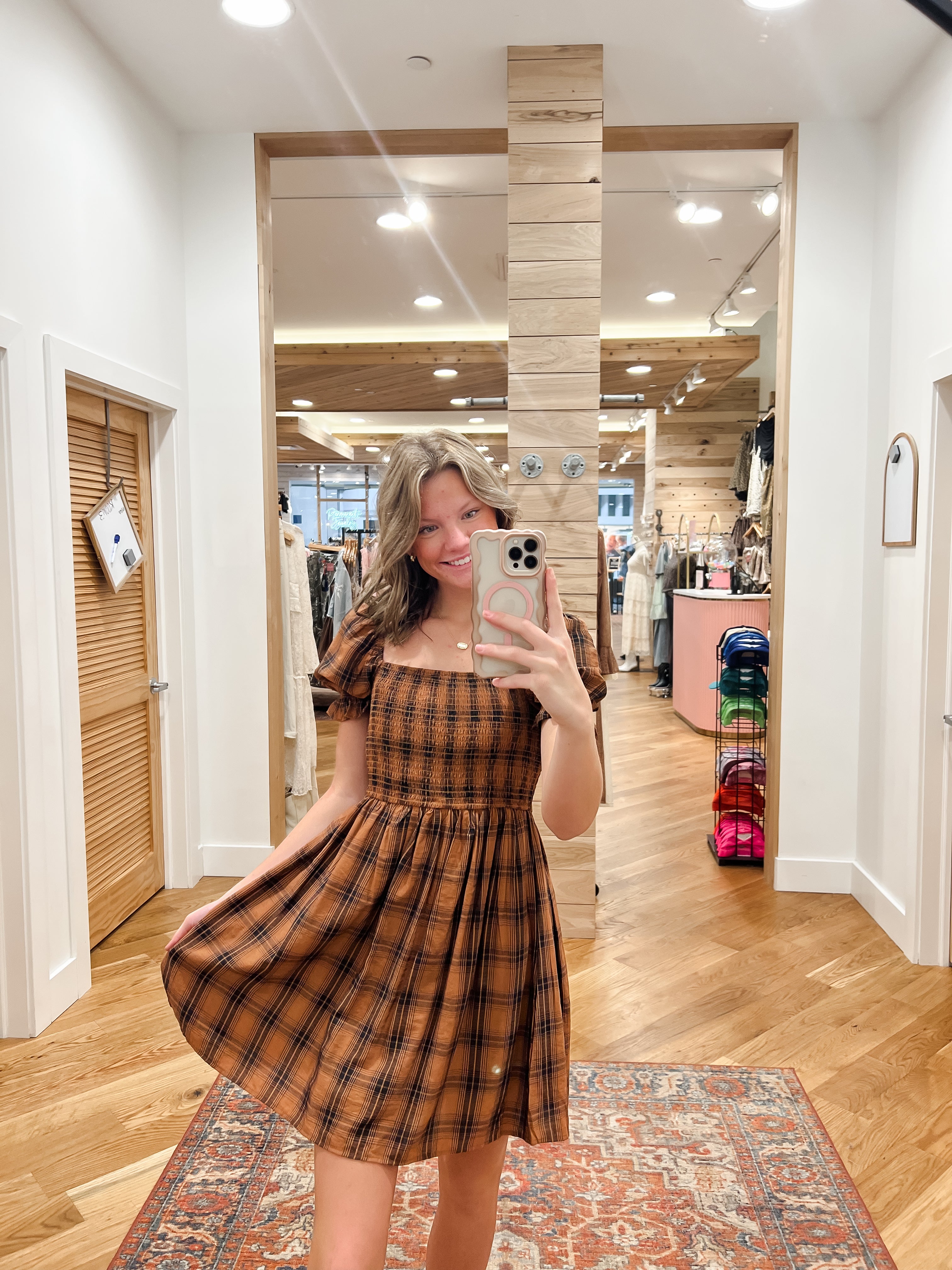 Hadley Brown Plaid Mini Dress - Willow and Lace Boutique Hadley Brown Plaid Mini Dress - Willow and Lace Boutique
