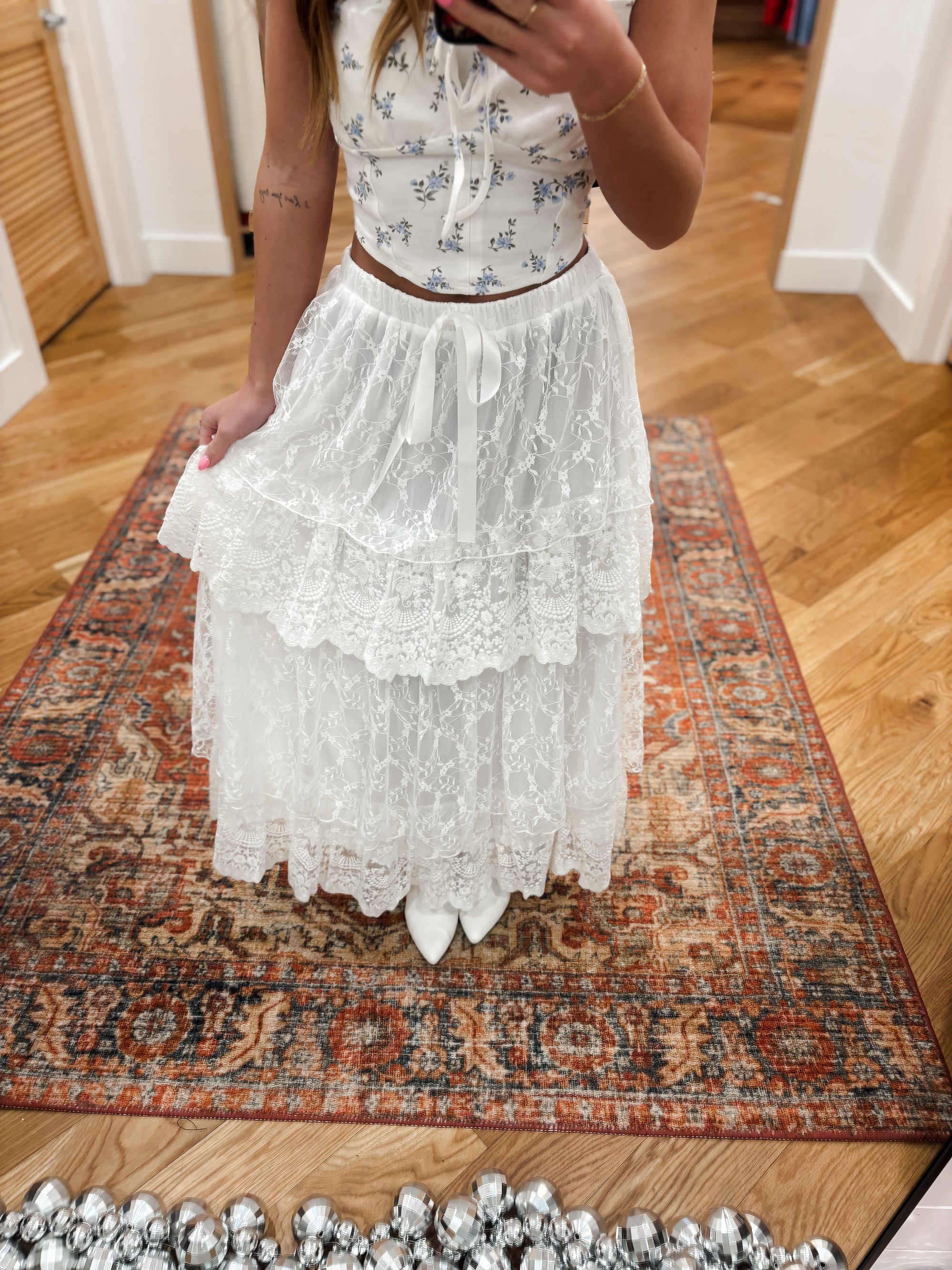 Everly Lace Cream Maxi Skirt