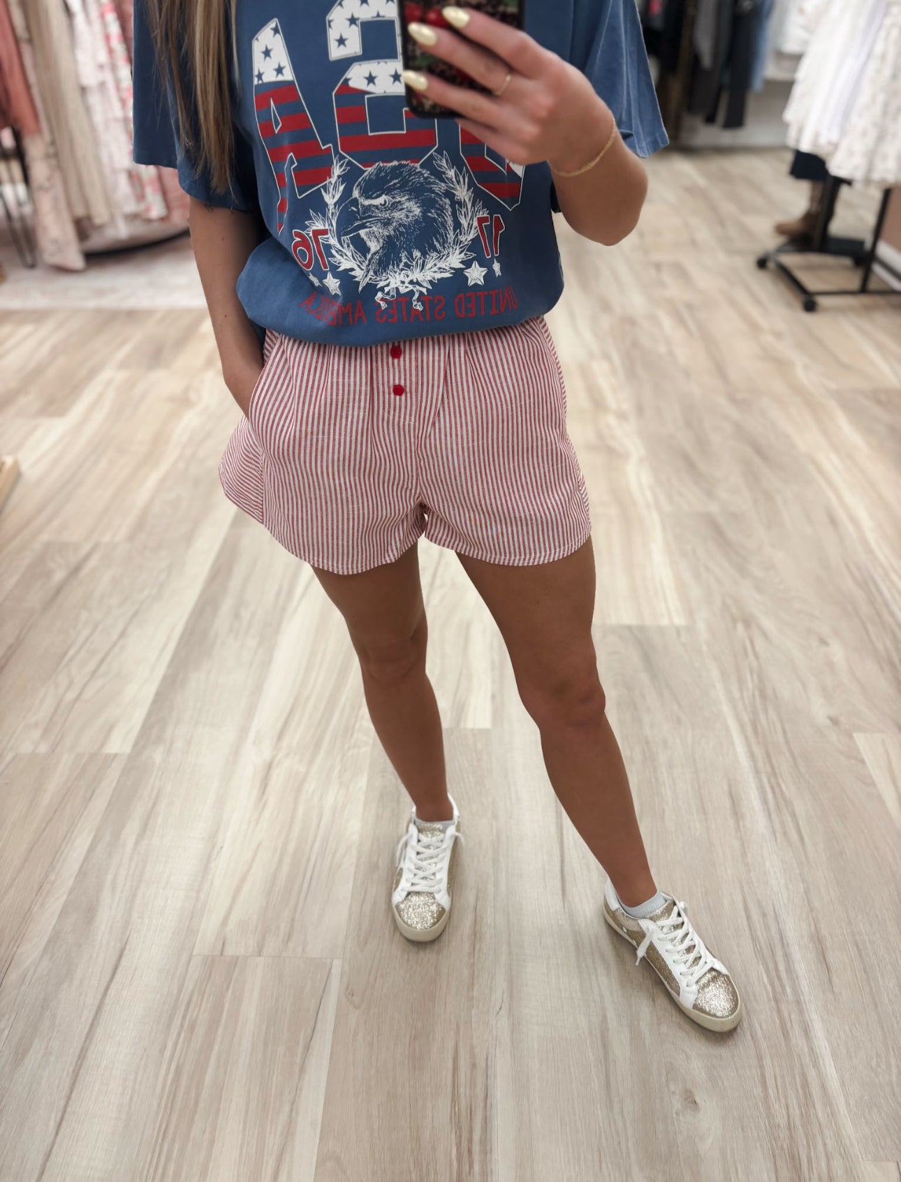 Babe Red Boxy Shorts