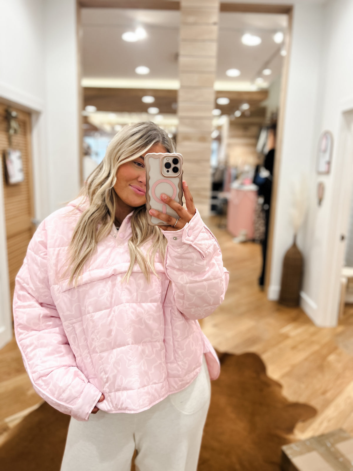 Blushing Bows Puffer Jacket