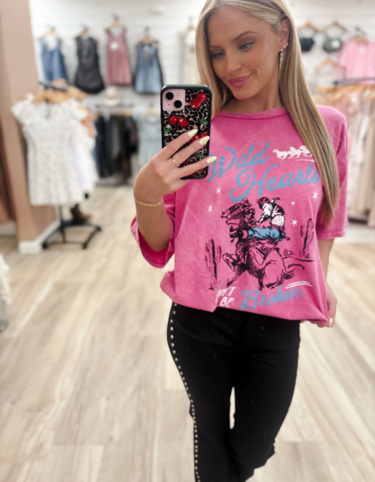Wild Hearts Magenta Oversized Mineral Graphic Tee