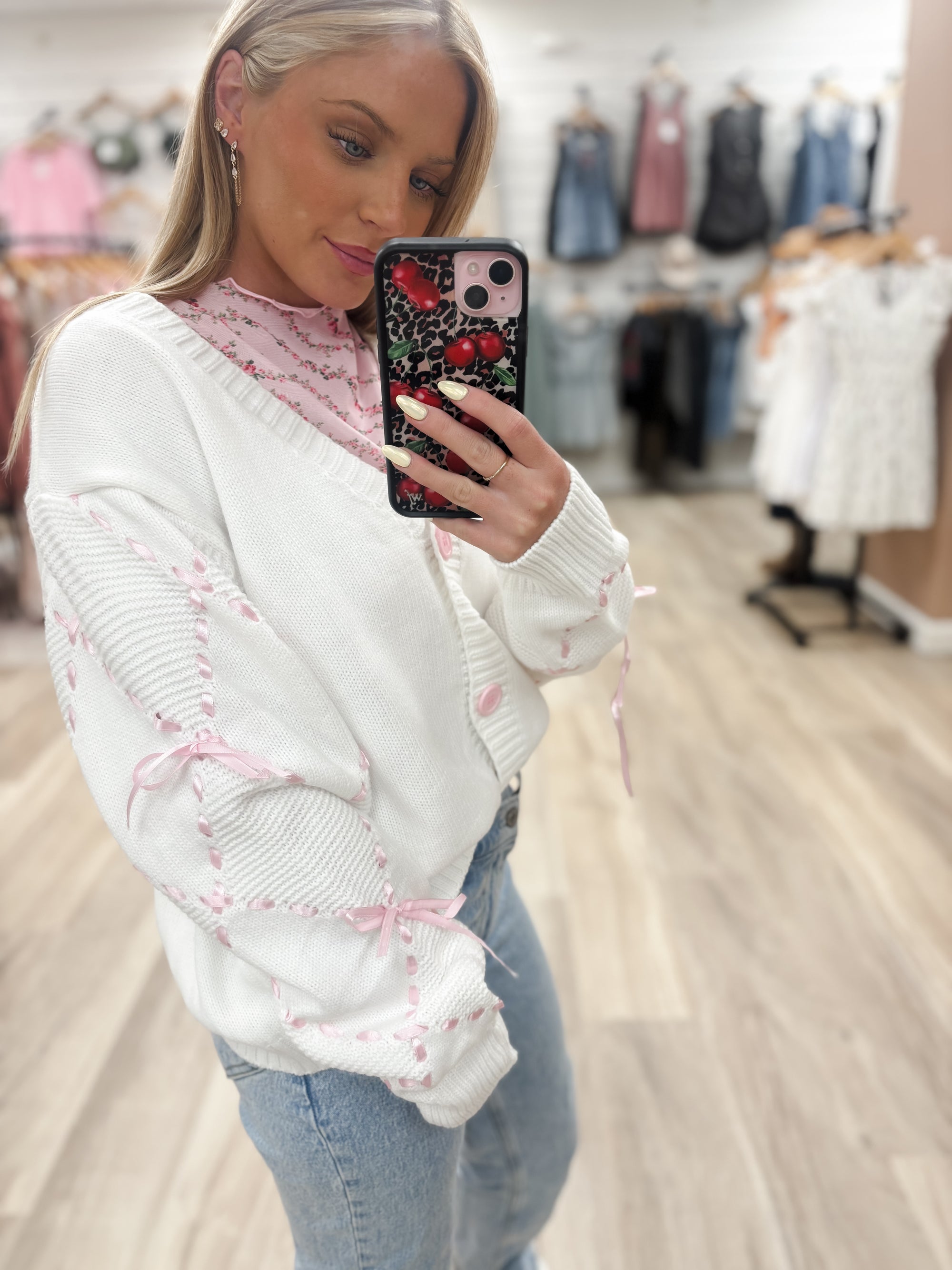 Kelly Satin Ribbon Cardigan
