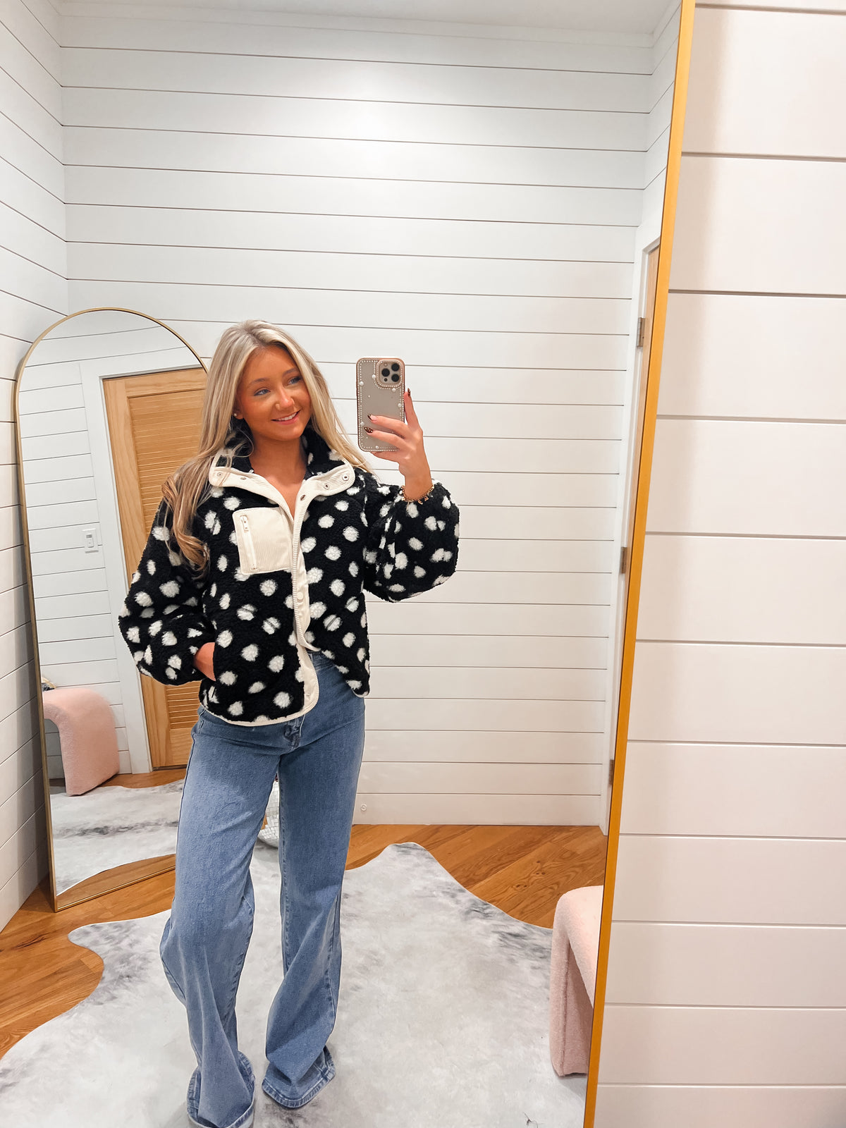 Polka Dot Sherpa Jacket