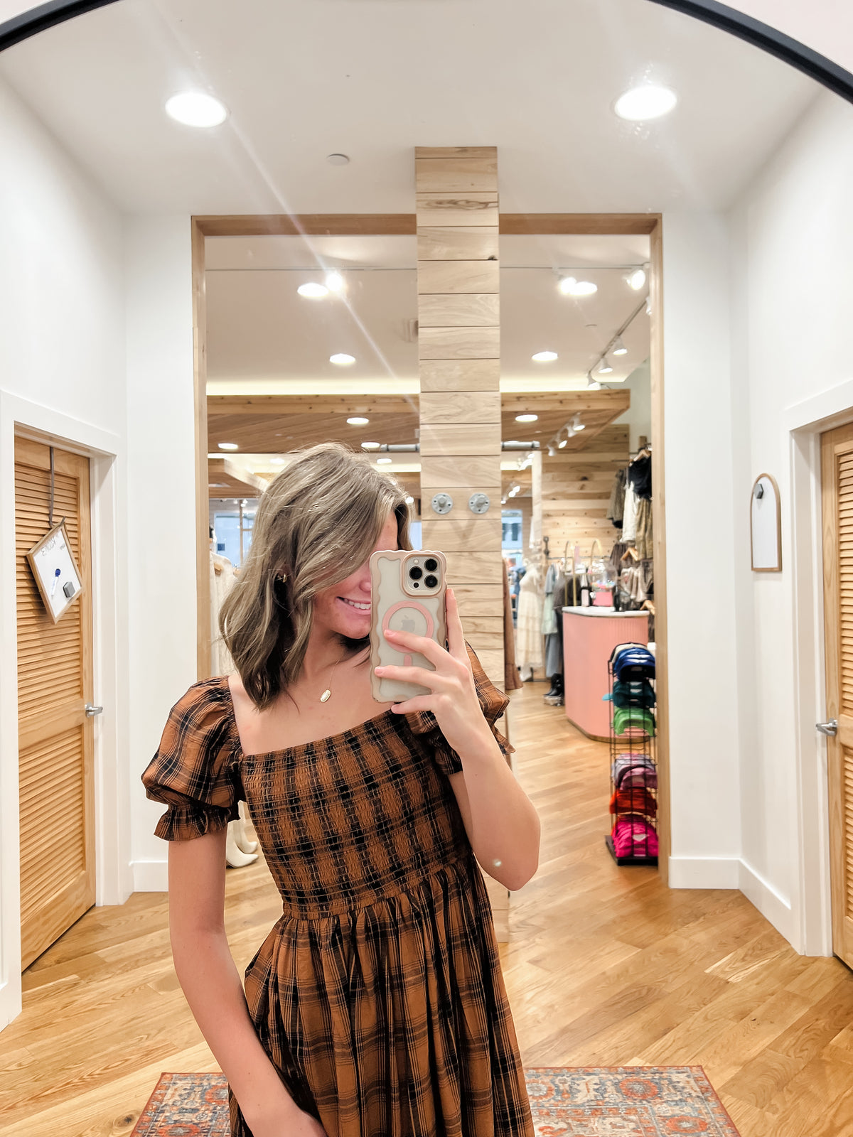 Hadley Brown Plaid Mini Dress