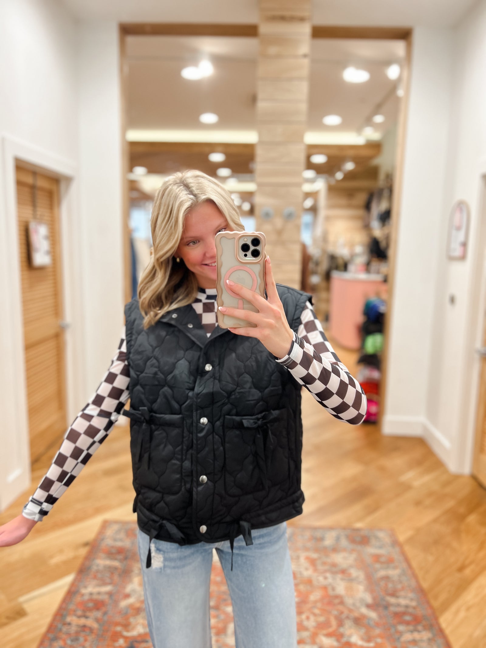 The Aria Black Puffer Vest