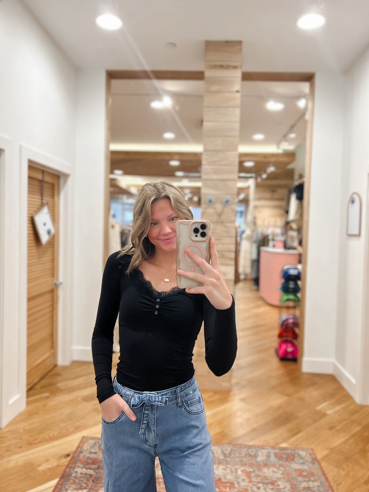 Brooke Lace Trim Knit Top