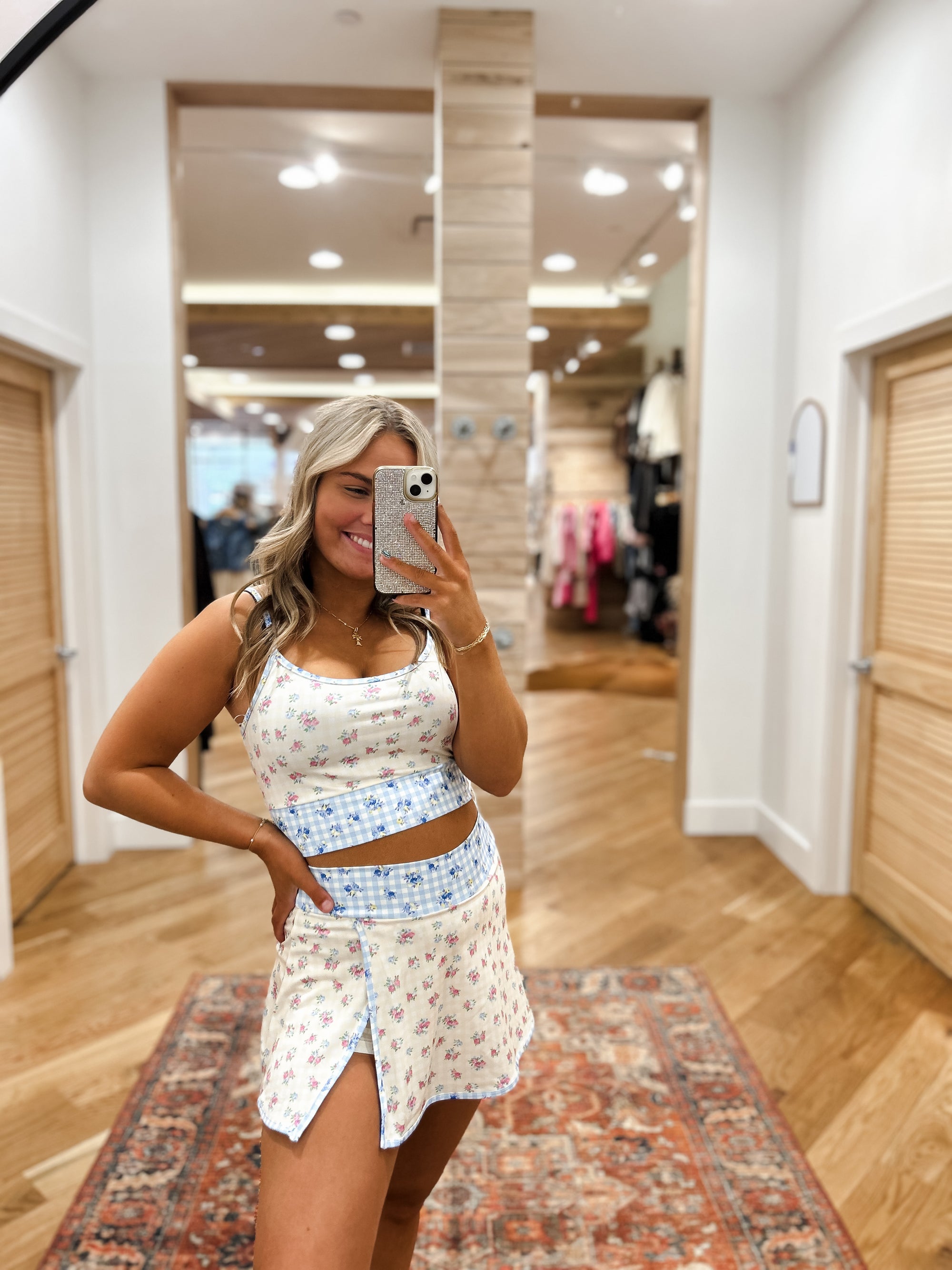 Gingham Blossom Top
