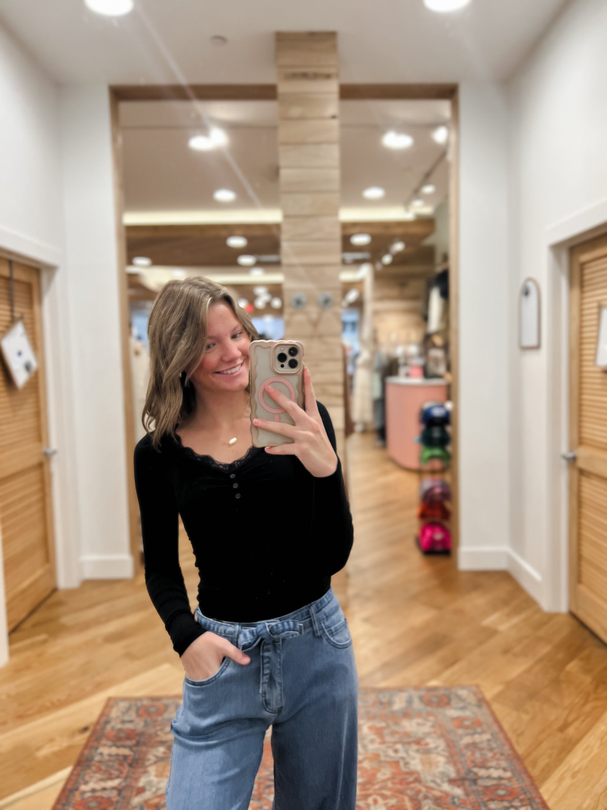 Brooke Lace Trim Knit Top