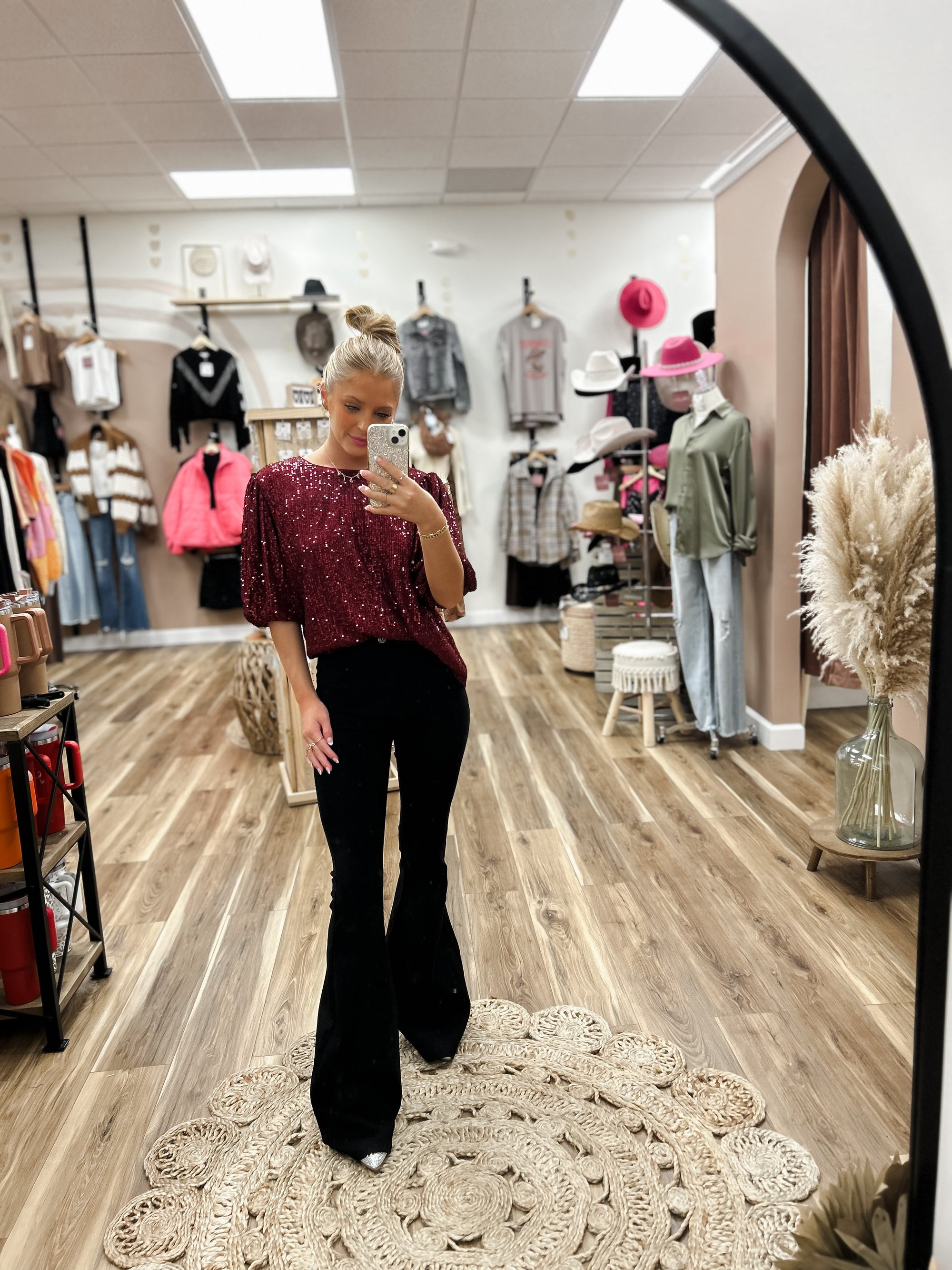 Tinley Red Sequin Top